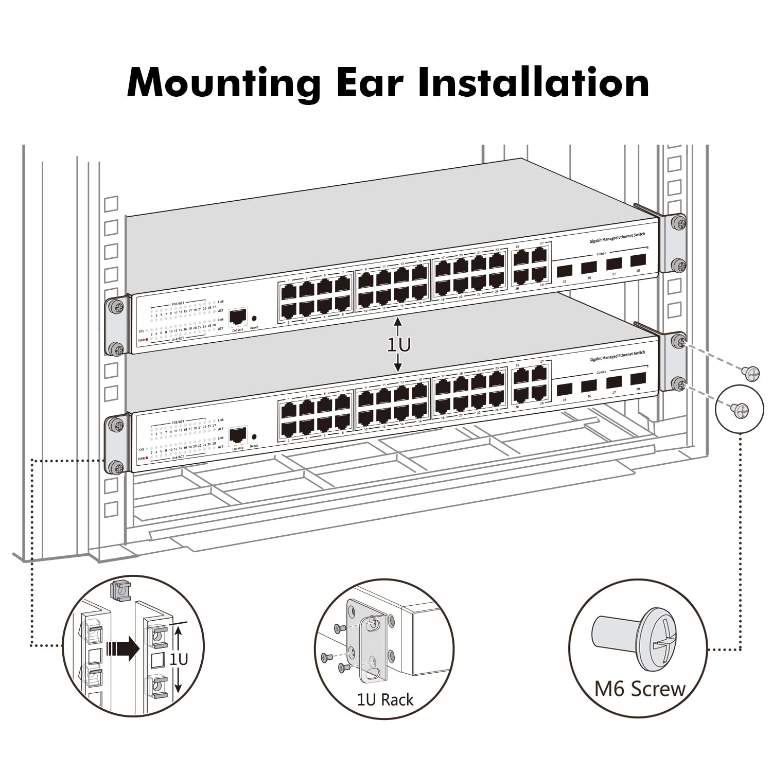 Mokerlink Rack Mount Ear For 17.3 Inch Switches, Compatible For Cisco, D-Link, Dell Powerconnect, Hp V1910, Linksys, And Netgear