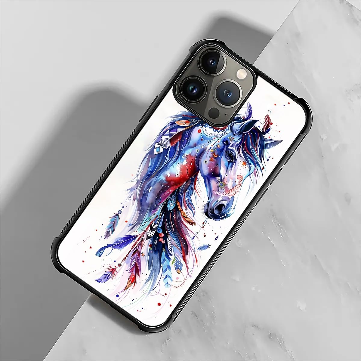 Carloca Compatible With Iphone 16 Pro Max Case, Drawing Sketch Rainbow Horse Art Fashion Pattern Design For Girl Shockproof Anti