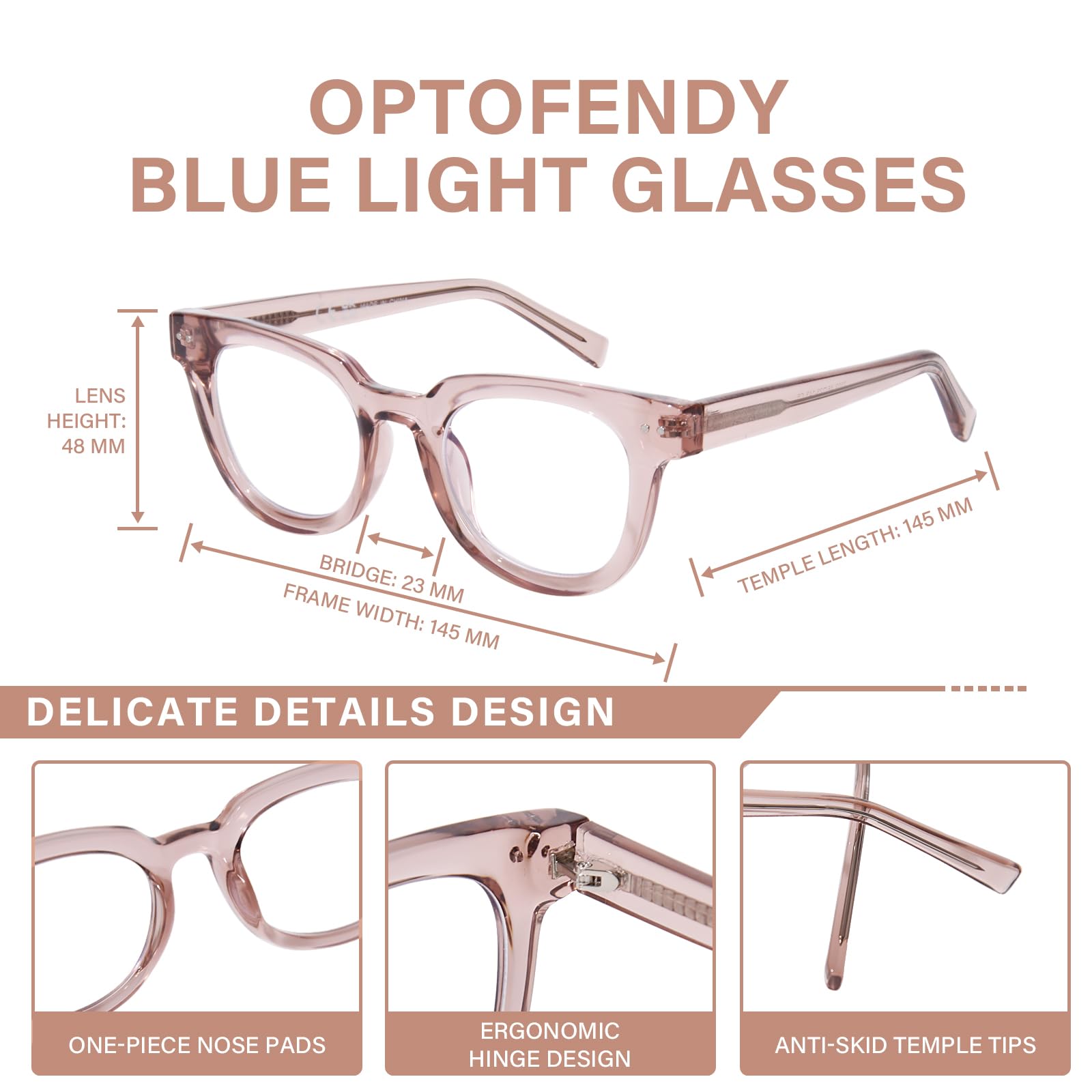 Optofendy Oversized Blue Light Blocking Glasses For Women, Anti Eyestrain & Uv Protection Square Computer Eyeglasses