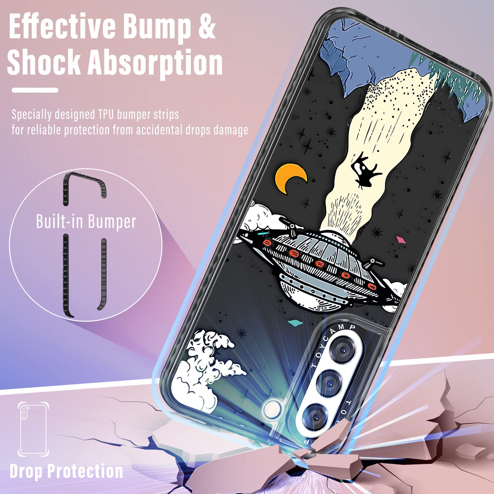 Toycamp Case For Samsung Galaxy S21, Ufo Cool Cartoon Design For Men Boys Girls Teens Cute Case, (6.2 Inch), Black