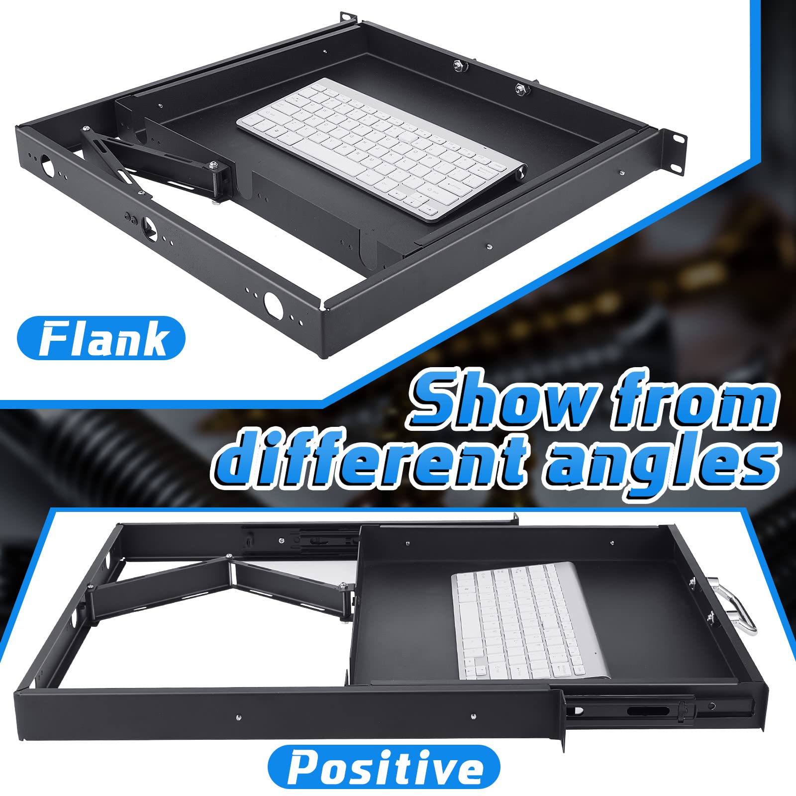 1U Rack Mount Sliding Keyboard Tray Cantilever Network Equipment Racks 19 Inch Cabinet Drawer Sliding Shelf For Server Data Musi