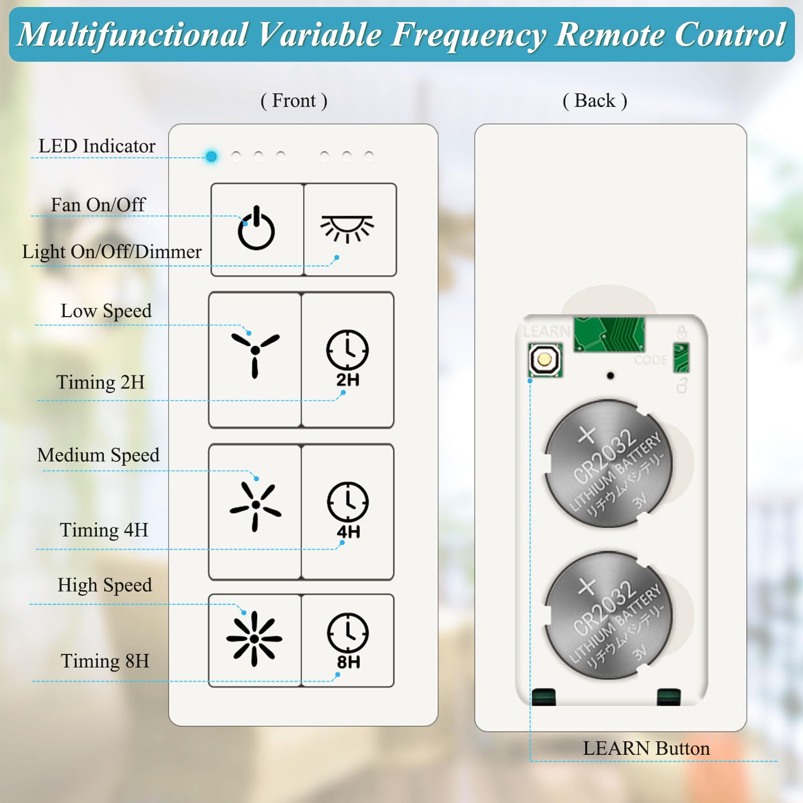 Universal Ceiling Fan Remote Control Kit, Ceiling Fan Wall Switch For 3 Speed And Light Dimmer, Compatible With Hampton Bay Harb