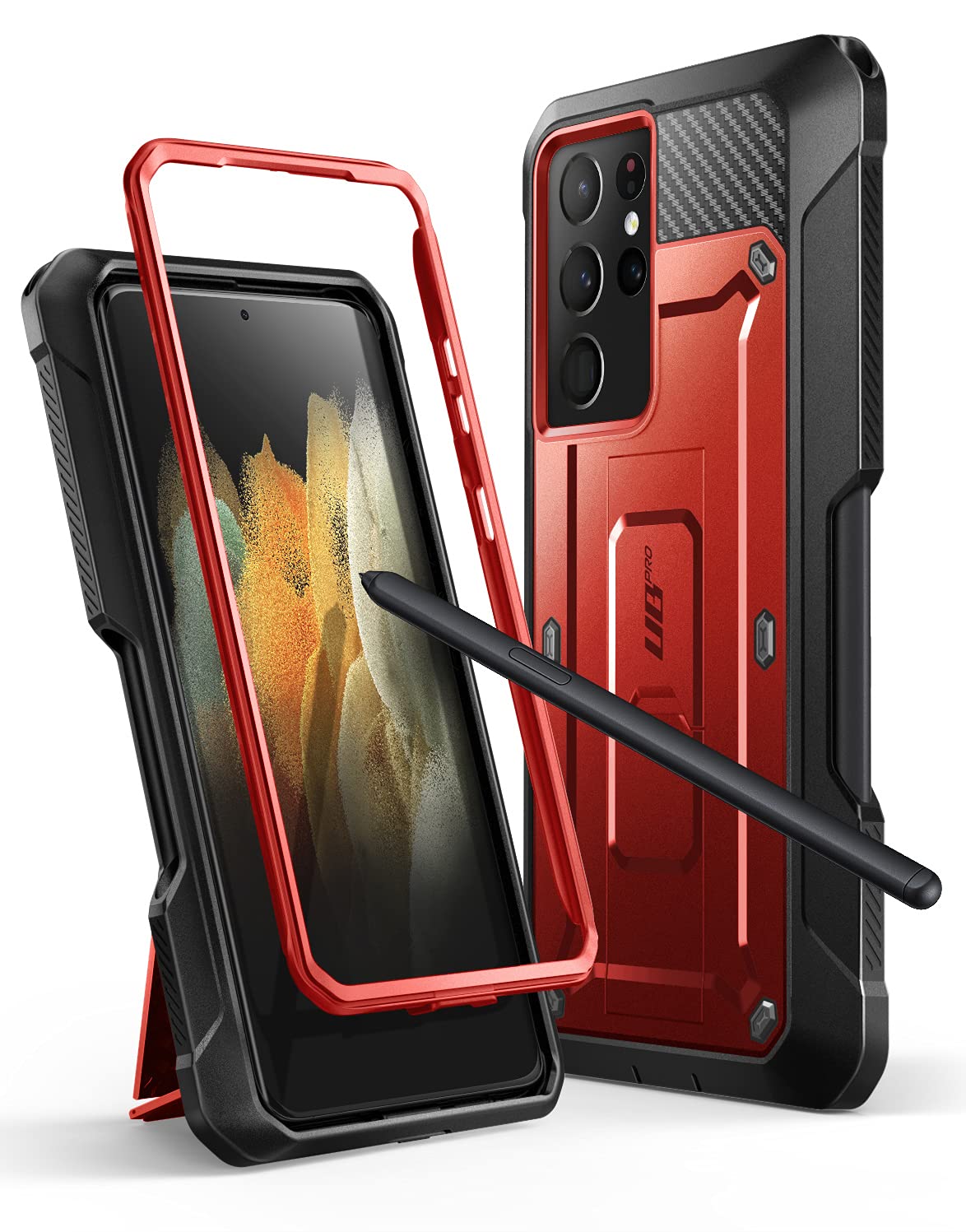 SUPCASE for Samsung Galaxy S21 Ultra 5G Case with Satnd & Belt Clip (Unicorn Beetle Pro), [S Pen Slot] [Military-Grade Protectio