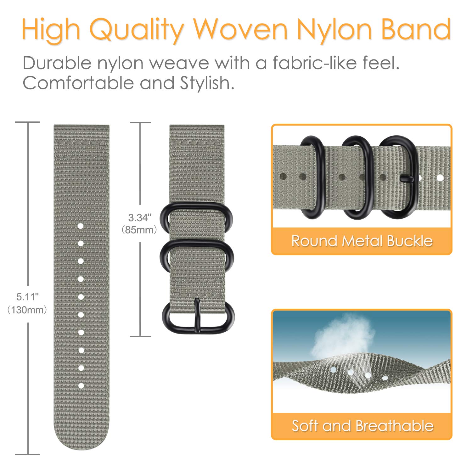 Fintie Bands Compatible With Samsung Galaxy Watch 3 45Mm / Galaxy Watch 46Mm / Gear S3 Classic/Frontier, Soft Woven Nylon Band 2