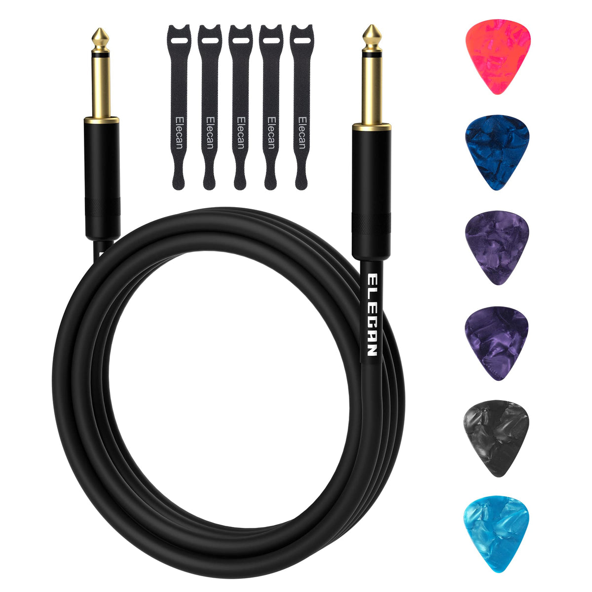 Guitar Cable 50 Feet  Straight To Straight Instrument Cable Gold Plated 1/4 Inch Ts Professional Electric Bass Guitar Cord Amp C