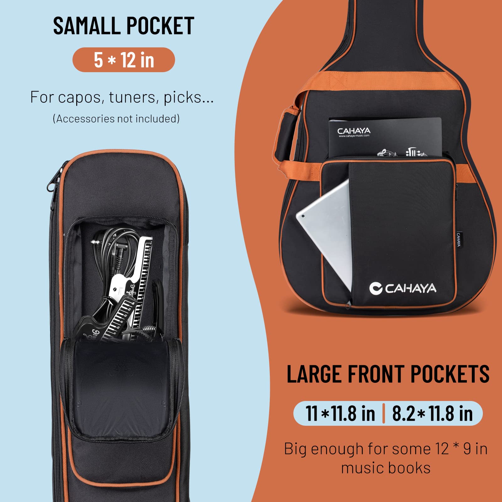 Cahaya Guitar Gig Bag Acoustic Guitar Bag Padded Soft Guitar Cases Cover Compatible With 40 41 42 Inch Guitars Cy0294