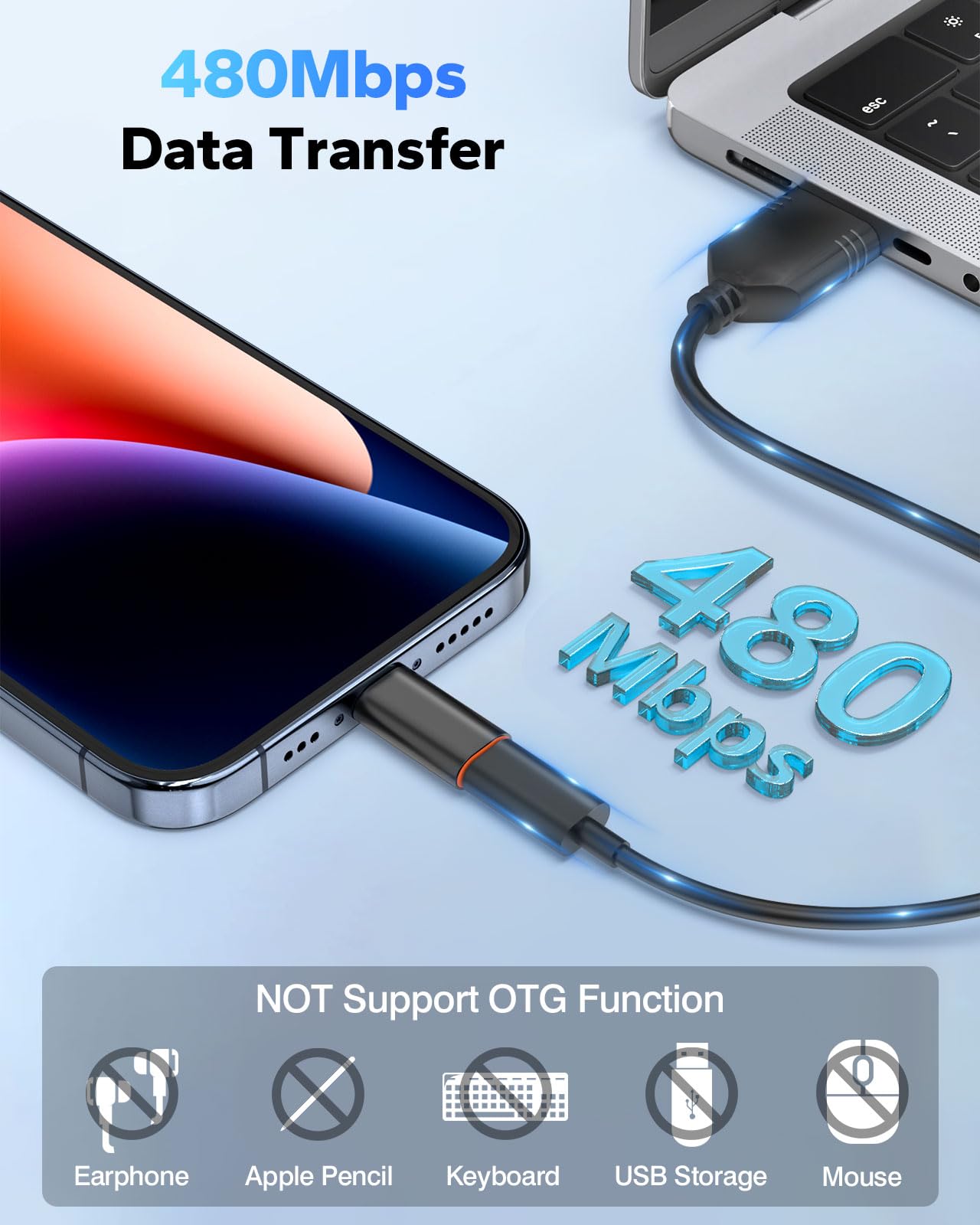 MoKo USB C to Lightning Adapter   2 Pack USB C Female to Lightning Male Adapter Supports 27W PD Fast Charging Data Transfer for iPhone 14/13/12/11/XS/XR/SE, iPad/iPod/AirPods, Not for Audio/OTG, Black