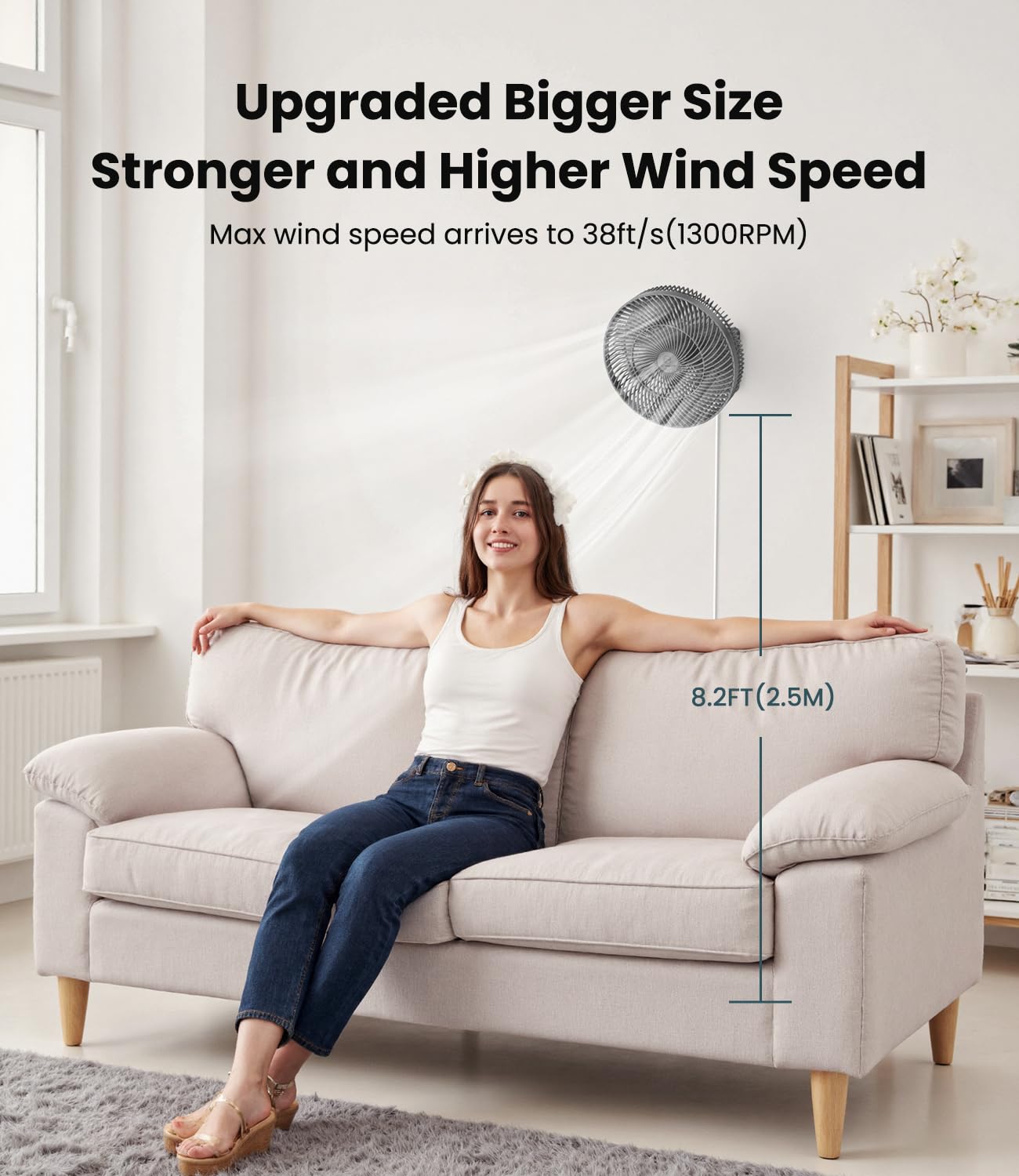 Lemoistar 12 Wall Mounted Fan With Remote Control, 90 Oscillating, 4 Speeds Timer And Adjustable Tilt, 8.2Ft Cord, Quiet, Ideal