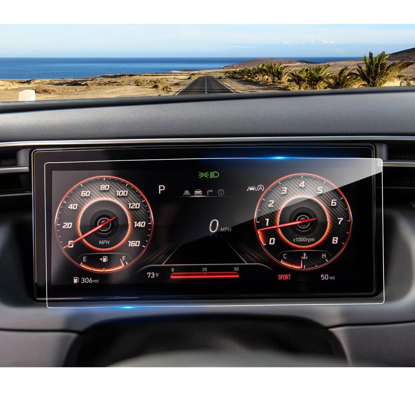 Coleya 2022 2023 2024 Santa Cruz Screen Protector For Hyundai Santa Cruz Digital Instrument Cluster, 2023 Santa Cruz Tempered Gl