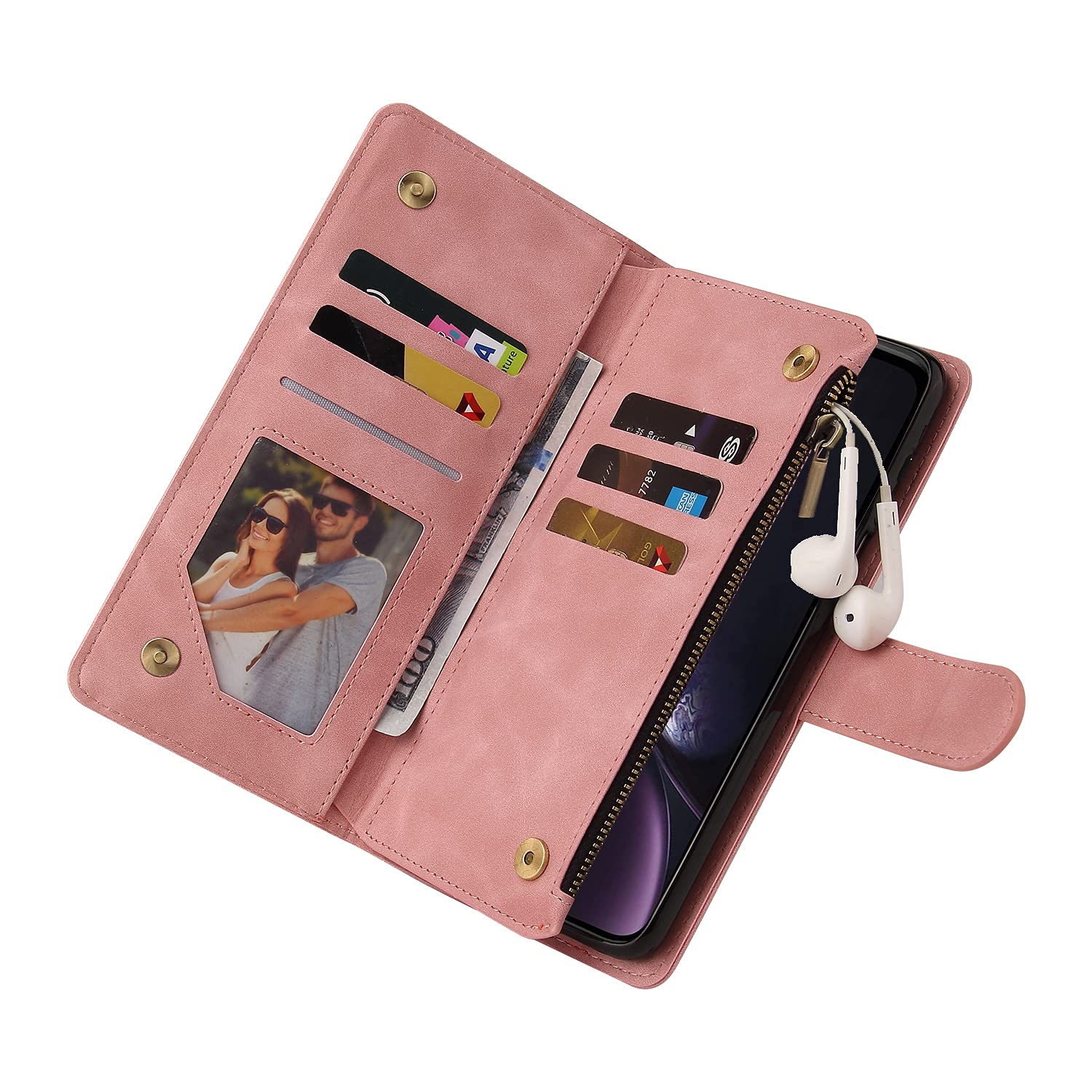 Lbyzcase Phone Case For Iphone Xr,Iphone Xr Wallet Case,Luxury Folio Flip Leather Cover[Zipper Pocket][Magnetic Closure][Wrist S