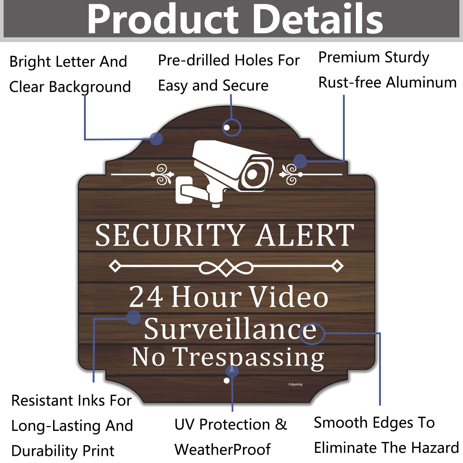 2 Pack Security Alert 24 Hour Video Surveillance Signs No Trespassing Signs 12 X 12 Inches Cctv Camera Warning Safety Signs Meta