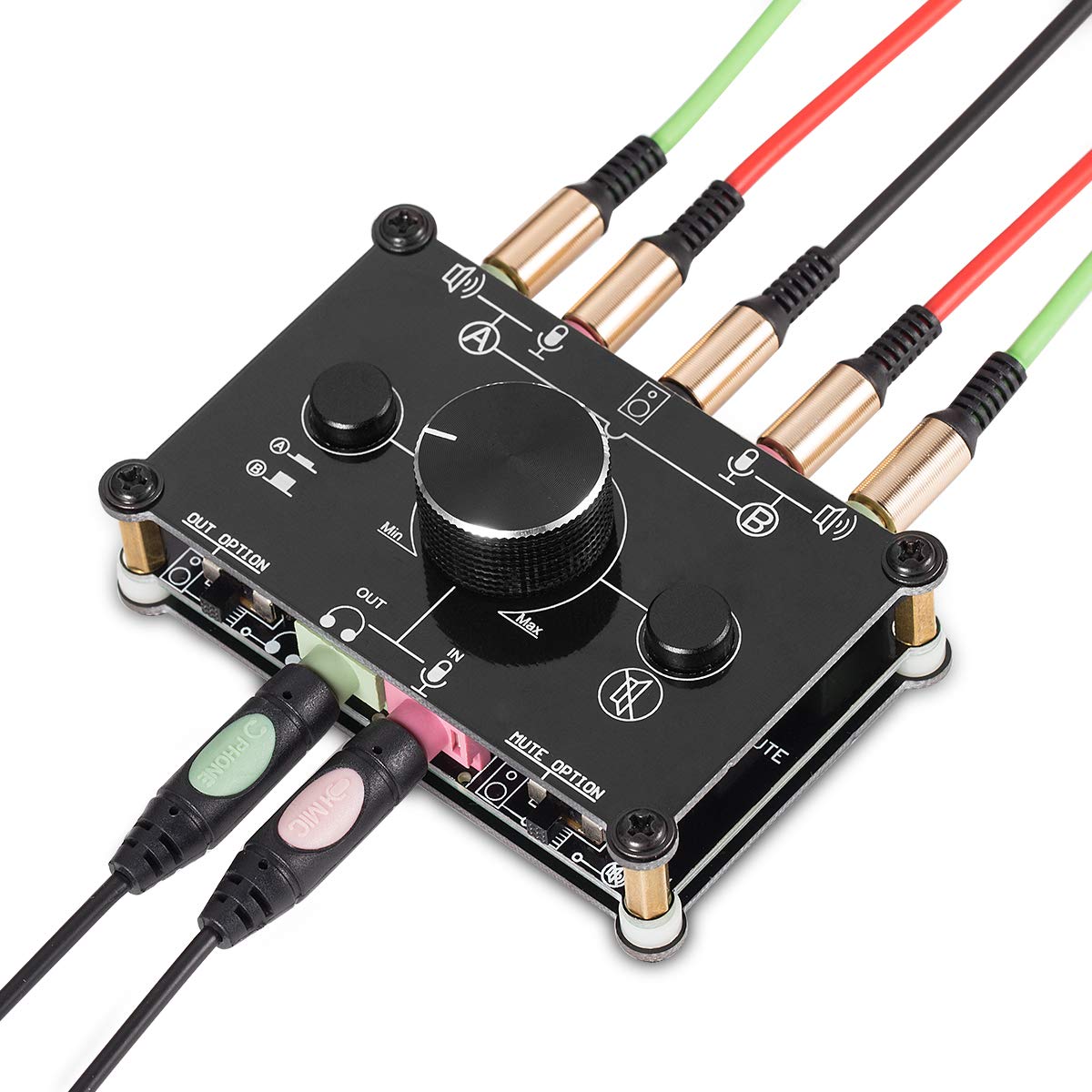 Nobsound Little Bear Mc1023 2 Way Audio Microphone Headset Speaker Mic Switcher Headphone Switch Hub Volume Control Controller S