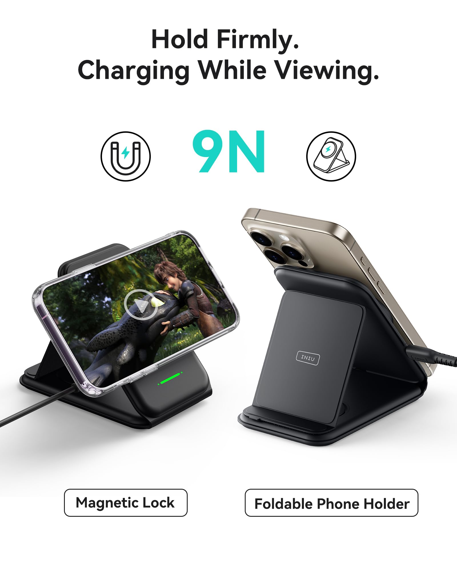 Iniu 3 In 1 Charging Station For Apple Multiple Devices, 15W Magnetic Foldable Travel Charger, Wireless Charger Compatible Magsa