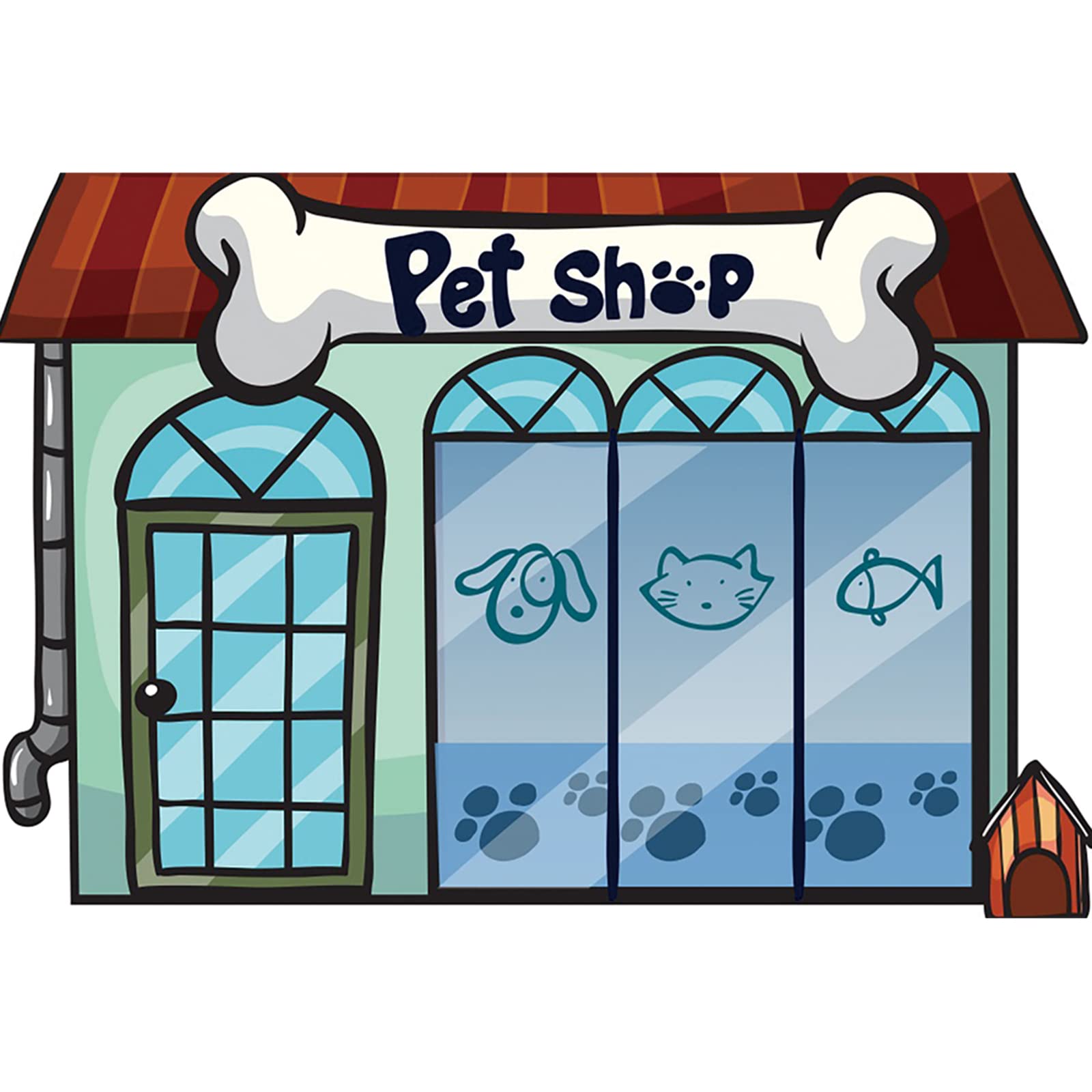 8X6Ft Cartoon Pet Shop Backdrop Pet Shop Storefront Backdrops For Girl Boy 1St Birthday Party Photography Background School Play