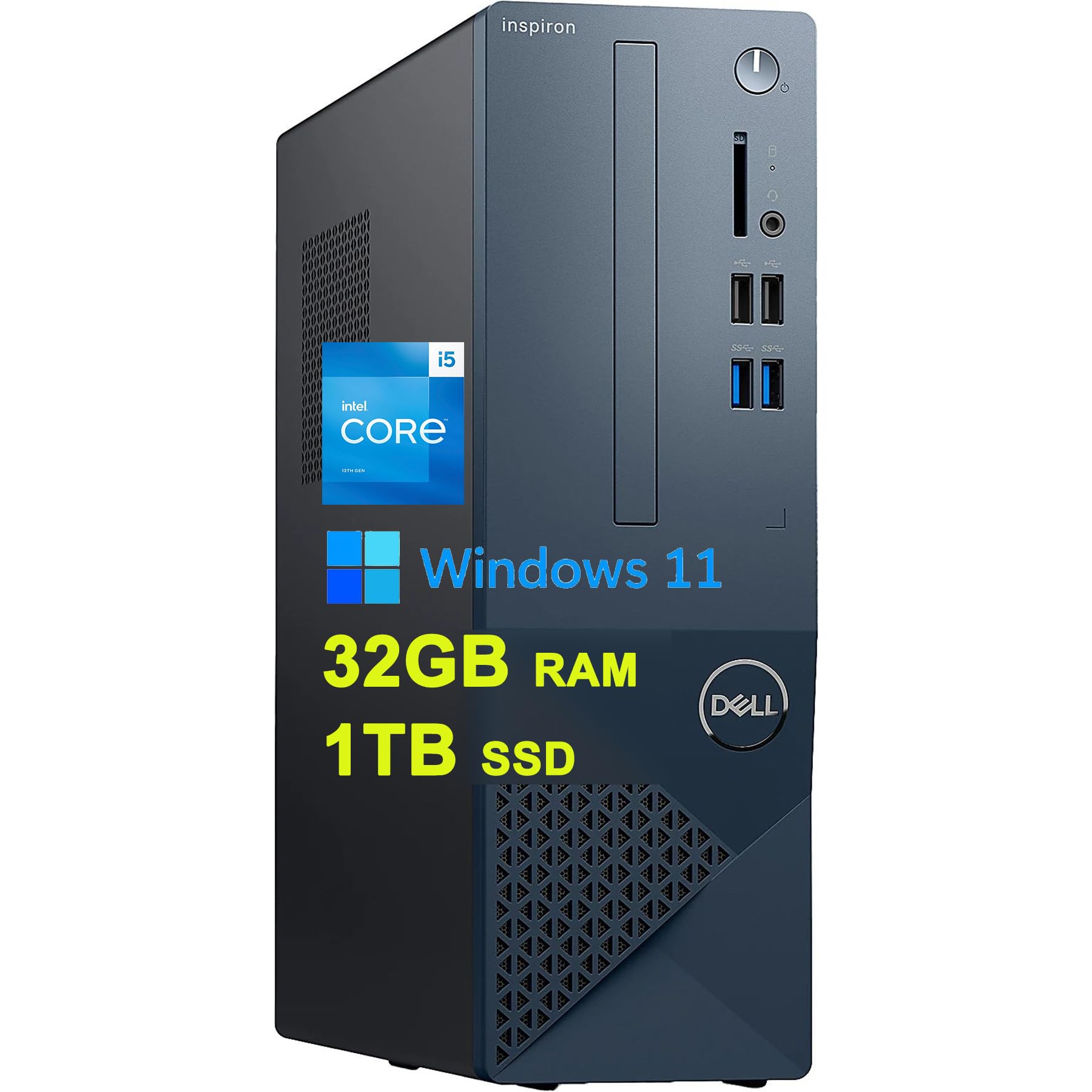DELL Inspiron 3020S Small Business Desktop Computer 13th Generation Intel 10-core i5-13400 Processor (Beats i7-11700) 32GB RAM 1