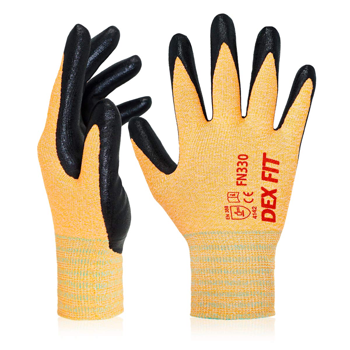 Dex Fit Nitrile Work Gloves Fn330, 1 Pair, 3D Comfort Stretchy Fit, Firm Grip, Thin  Lightweight, Touch Screen Compatible, Durab