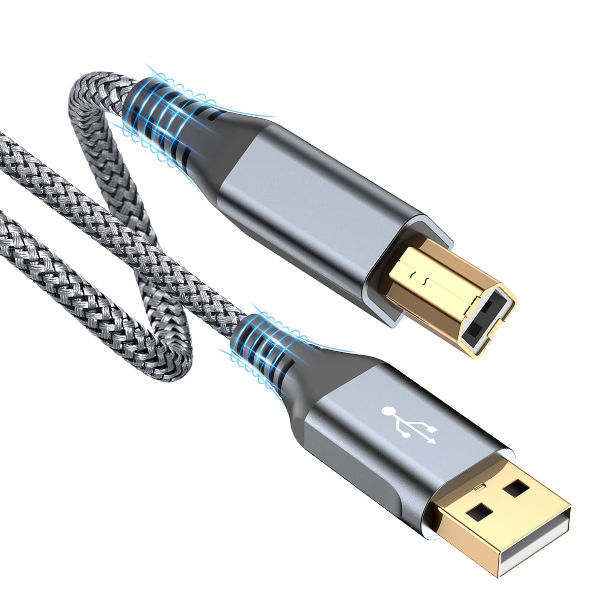 Printer Cable 10Ft, Usb 2.0 Usb A To Usb B Midi Cable High Speed Nylon Braided Cord For Hp Canon Brother Dell Epson More Printer
