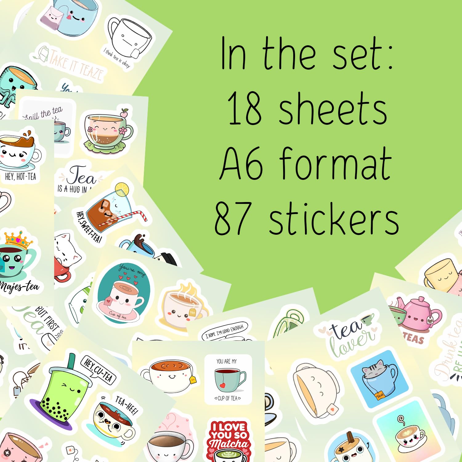 Cute Tea Cup Stickers, Tea Stickers For Water Bottle And Laptop   Tea Cup Party Favors & Decorations, Waterproof Vinyl Drink Dec