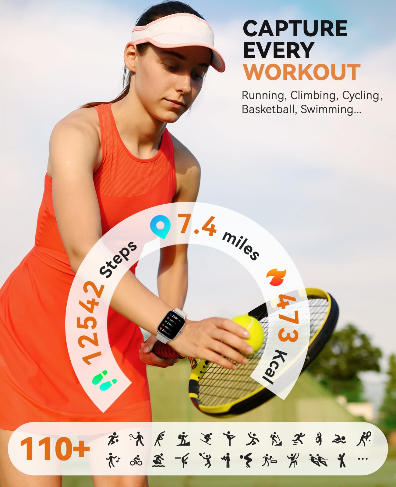 Smart Watch For Women Men- Answer/Make Call, 2025 Ip68 Waterproof Fitness Step Sleep Tracker Watch With Monitor Activity Counter