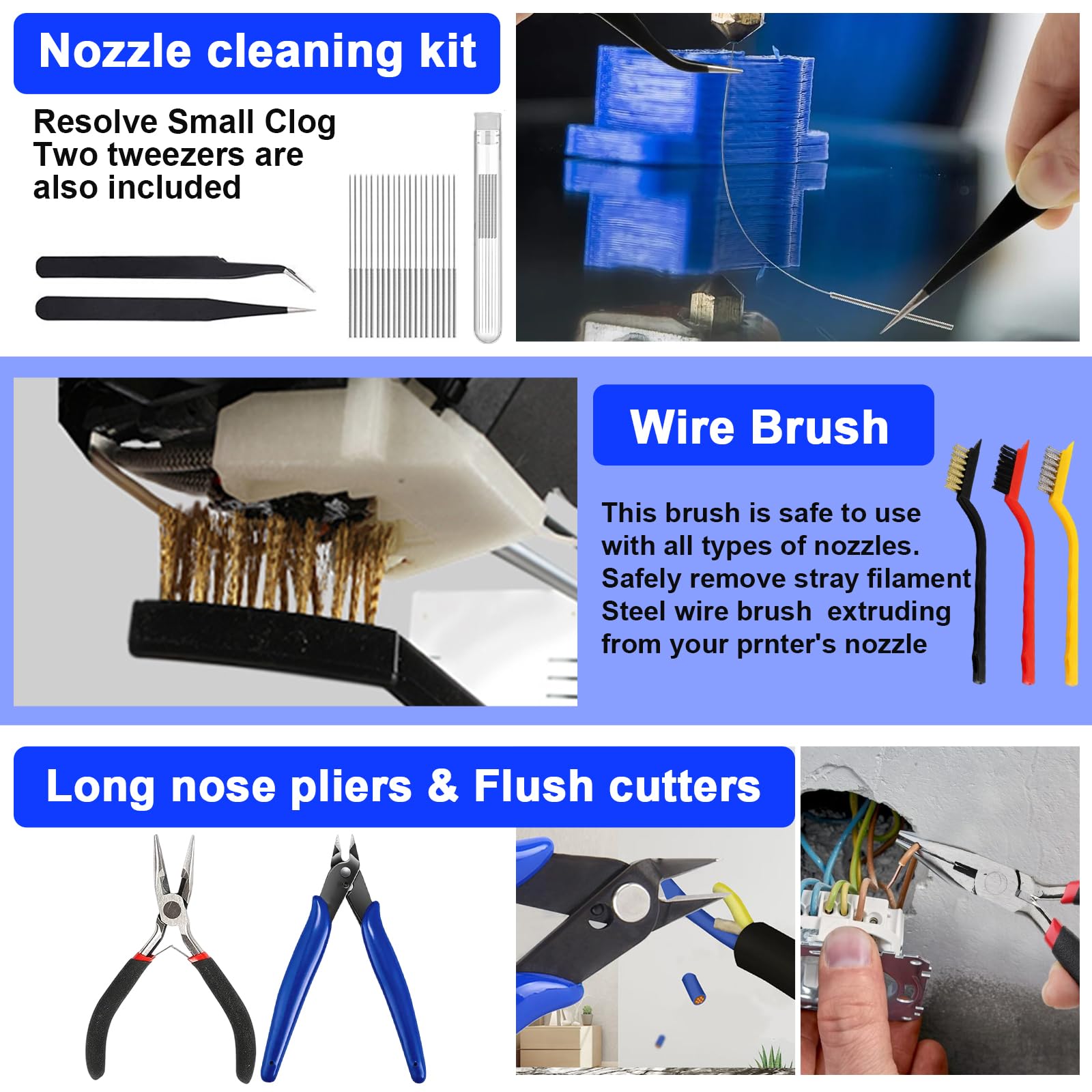135Pcs 3D Printer Tools & Accessories Kit,3D Printing Tool Set With Tool Box,3D Printer Accessory Including Nozzle Cleaning Kit,
