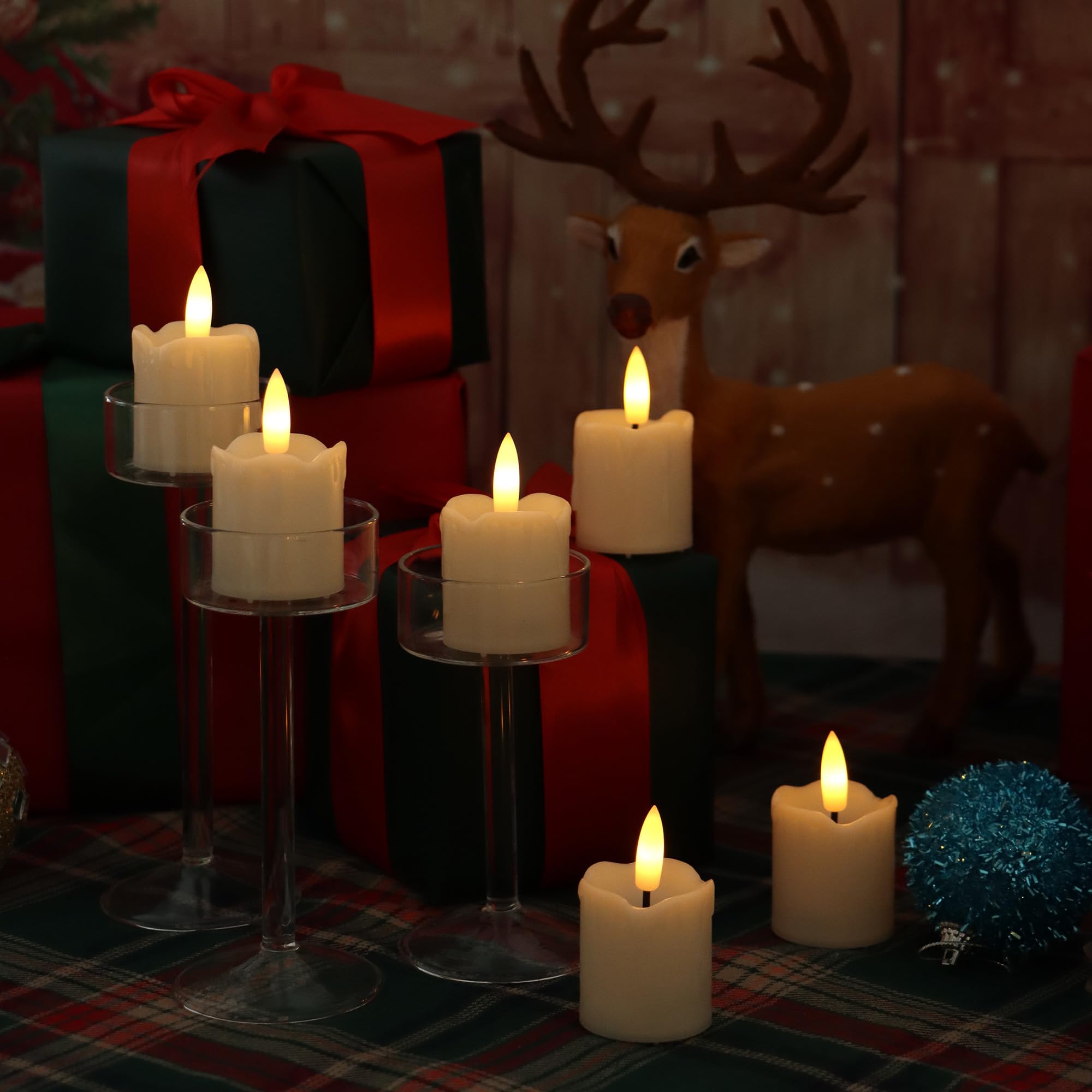 Candle Choice Battery Operated Flameless Votives With Auto Daily Cycle Timer Realistic Black Wick Electric Led Candles For Weddi