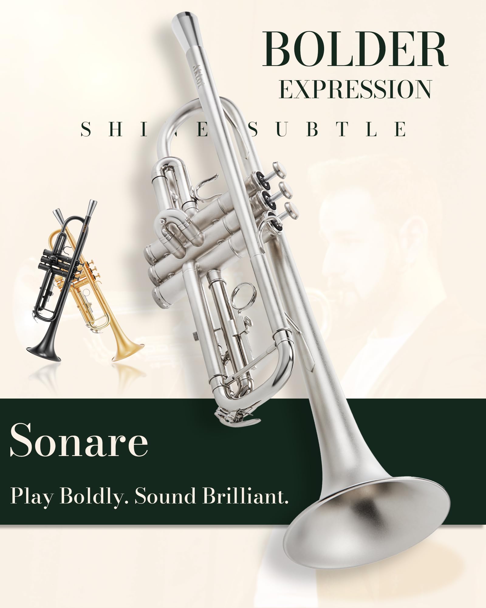 Aklot Weighted Leadpipe Bb Trumpet: Electroplated Nickel Pistons, Brushed Matte Silver, Leather Finger Guard, Weighted And Stand