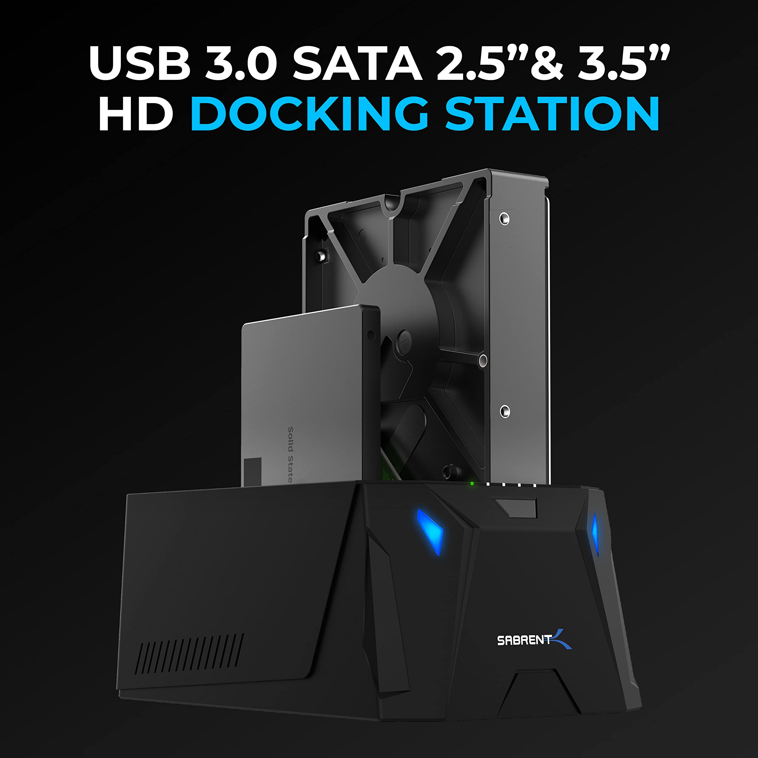 Sabrent Usb 3.0 To Sata I/Ii/Iii Dual Bay External Hard Drive Docking Station For 2.5 Or 3.5In Hdd, Ssd With Hard Drive Duplicat