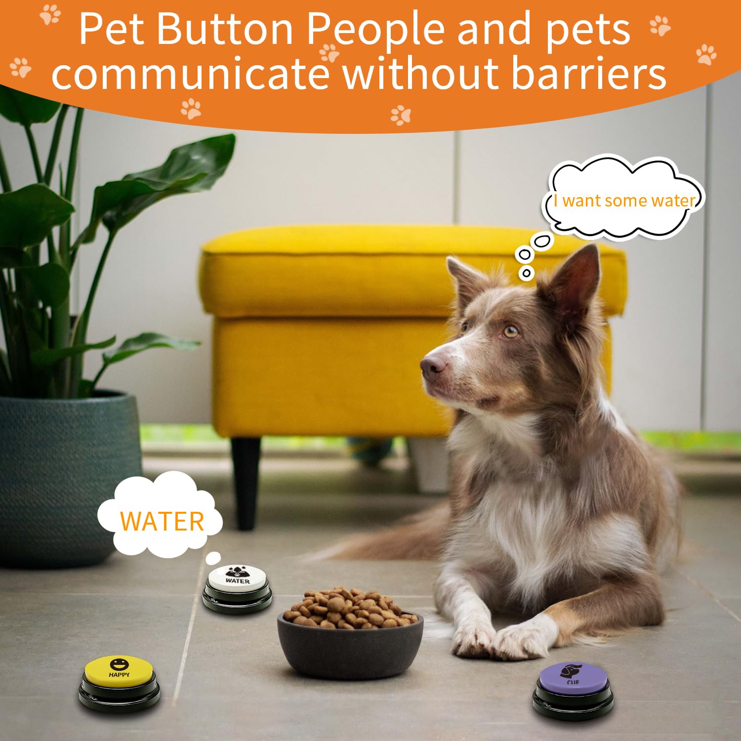 Ribosy Set Of 6 Recordable Buttons With Rubber Mat And 50 Training Stickers, Dog Buttons For Communication   Record& Playback Yo