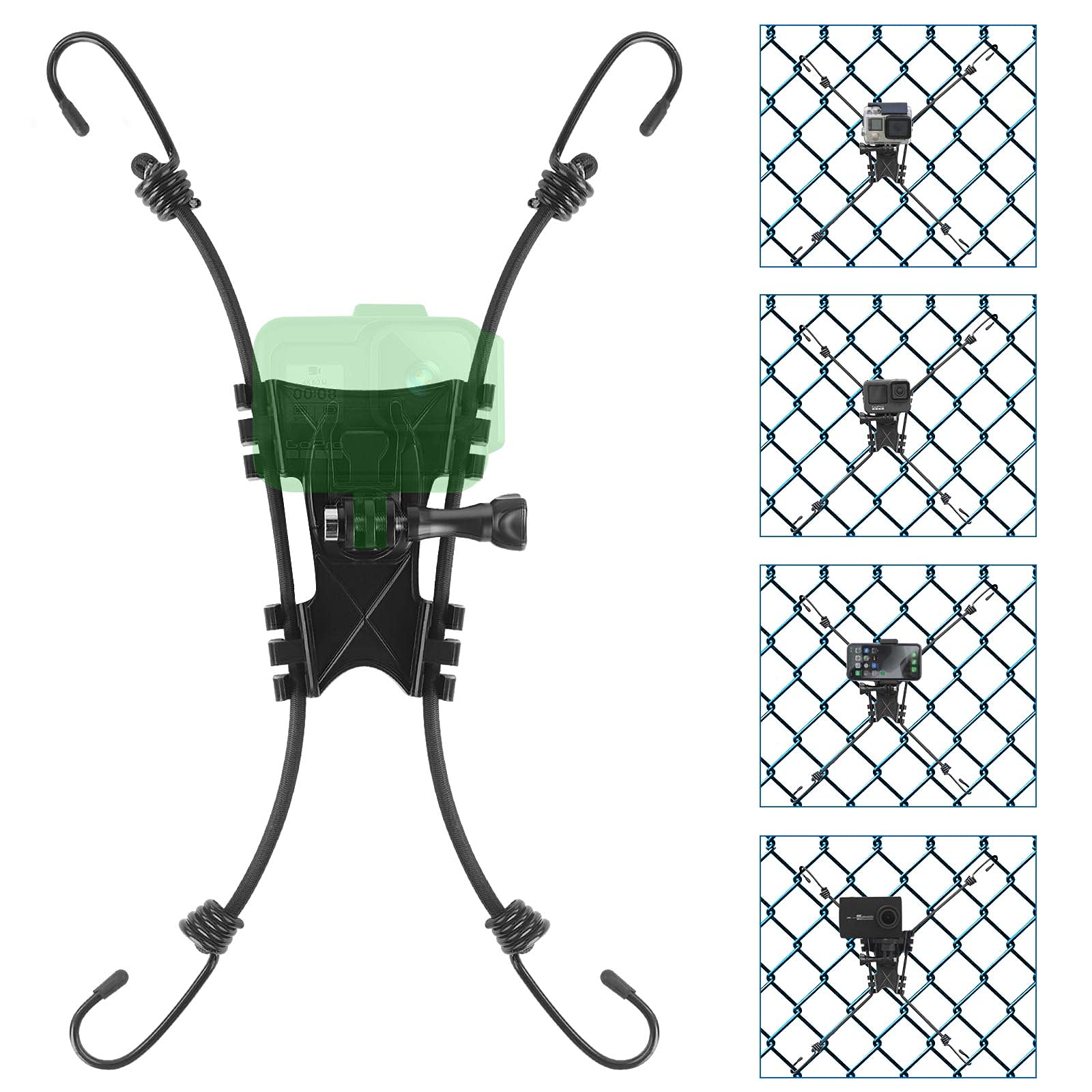 Soucor Net/Fence Mount Camera Backstop Compatible With Gopro Action Cameras And One X2,Smart Phones,Mevo Start, And Other Action