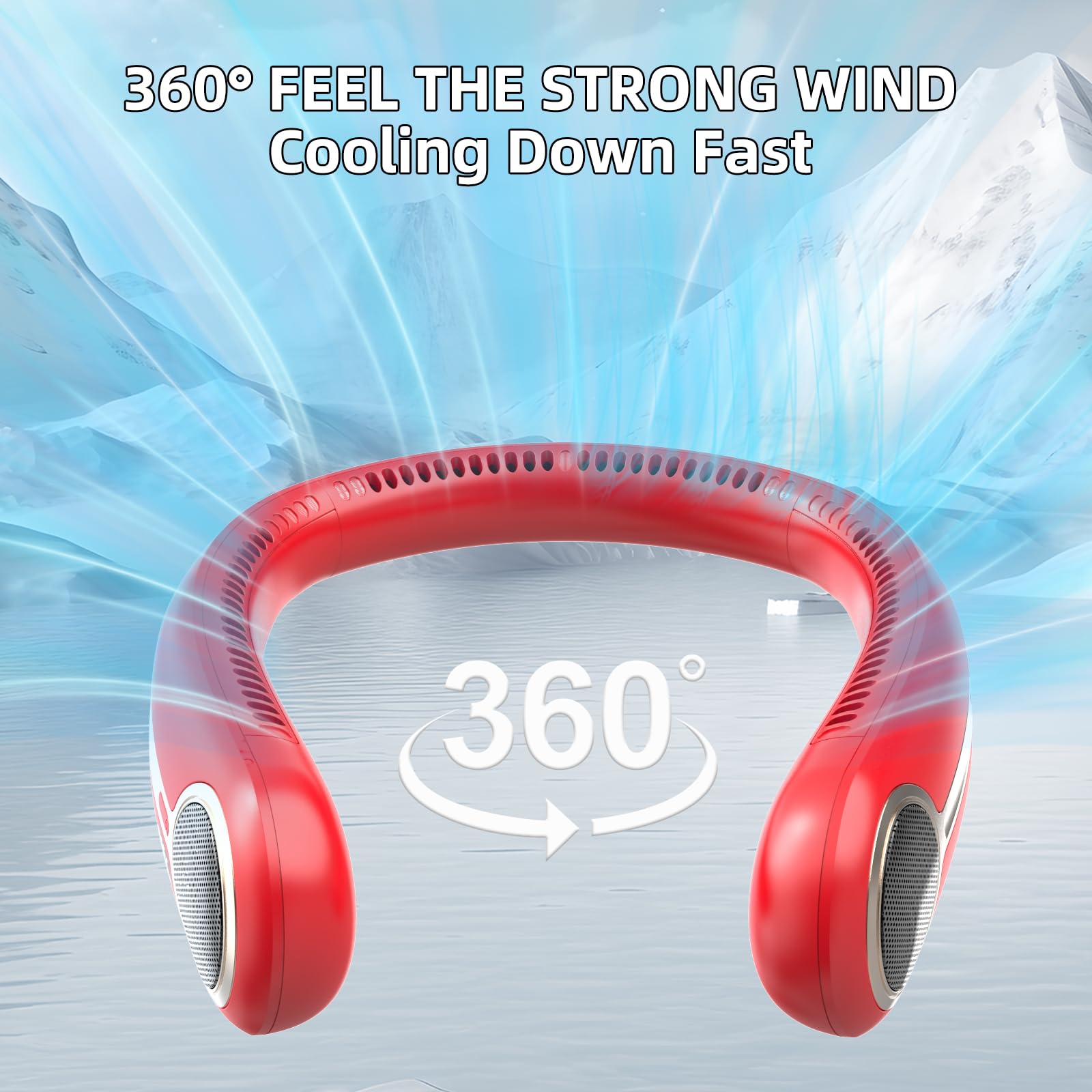 Portable Neck Fan,Hands Free Personal Wearable Bladeless Fan,6000Mah Usb Rechargeable,360 Cooling,Led Display,4-Speeds,Birthday