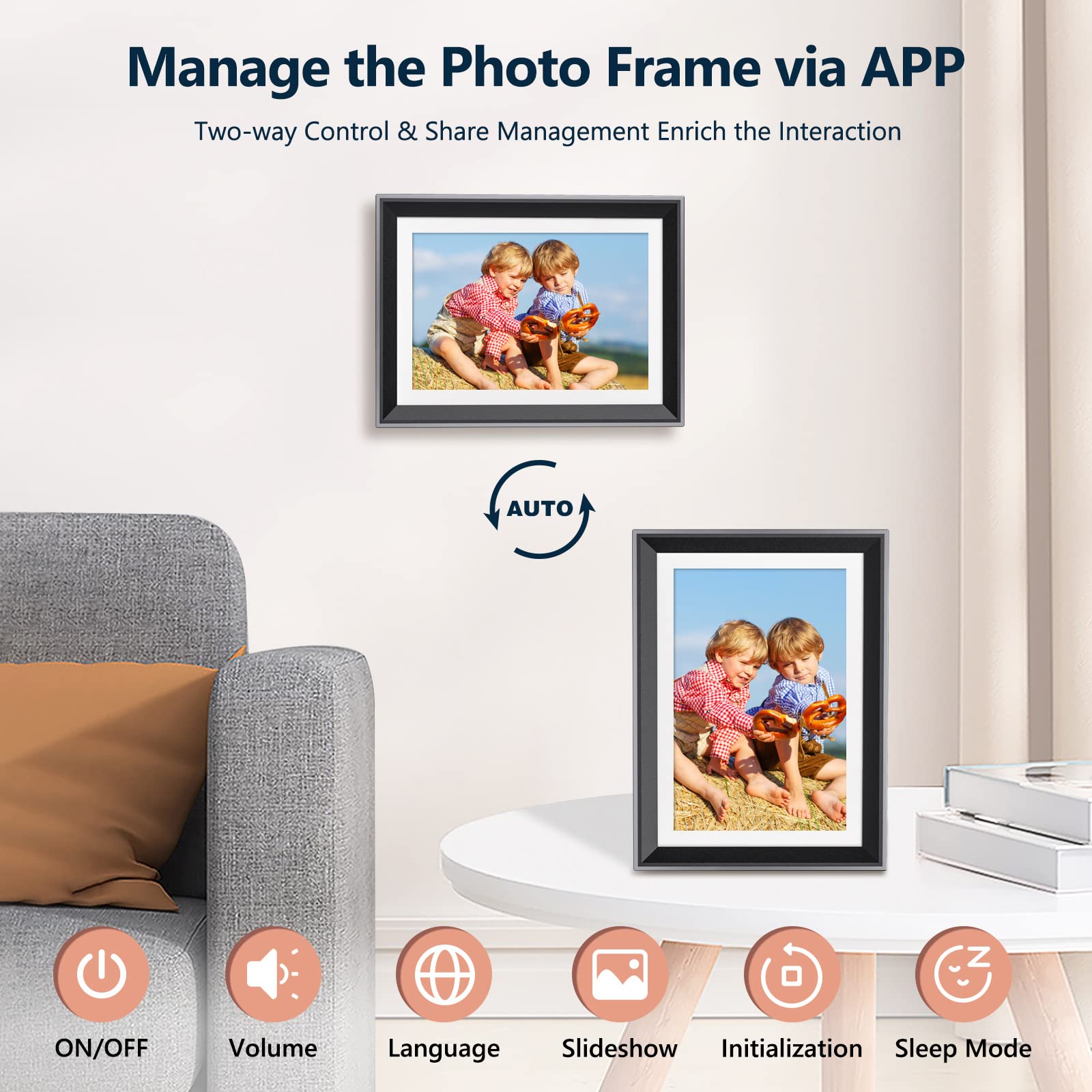 2023 Newest 10.1 Inch Wifi Digital Picture Frame 32Gb Smart Photo Frame With Instant App & Email Photo Transfer, Auto Rotation,