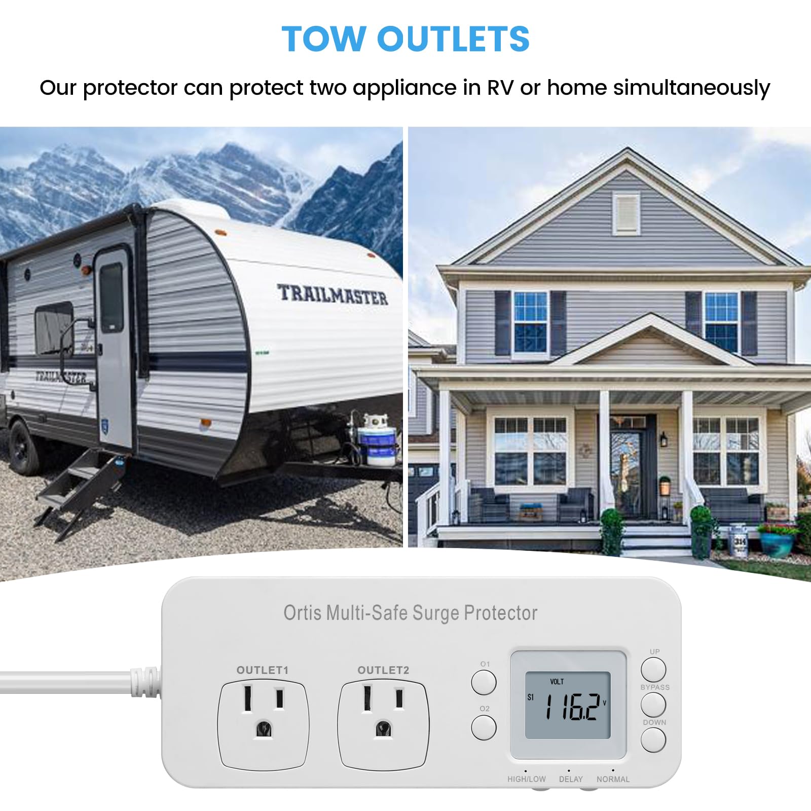 Refrigerator Surge Protector, Ortis Double Outlet Rv Appliance Surge Protector With Time Delay & Real Time Electricity Usage Mon