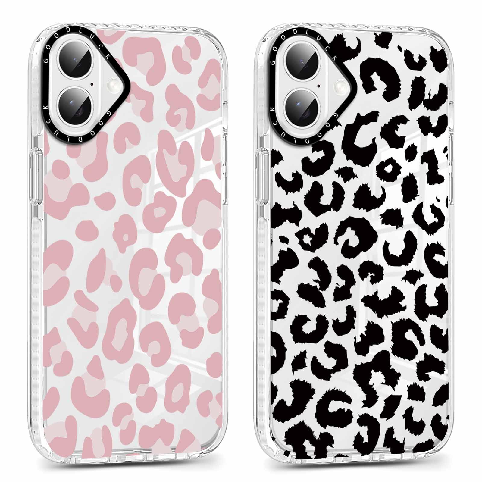 Rumdey 2 Pack Cute Clear Leopard Cases For Iphone 16 Plus 6.7'' Phone Case, Cheetah Print Design Cases Soft Silicone Slim Tpu Sh