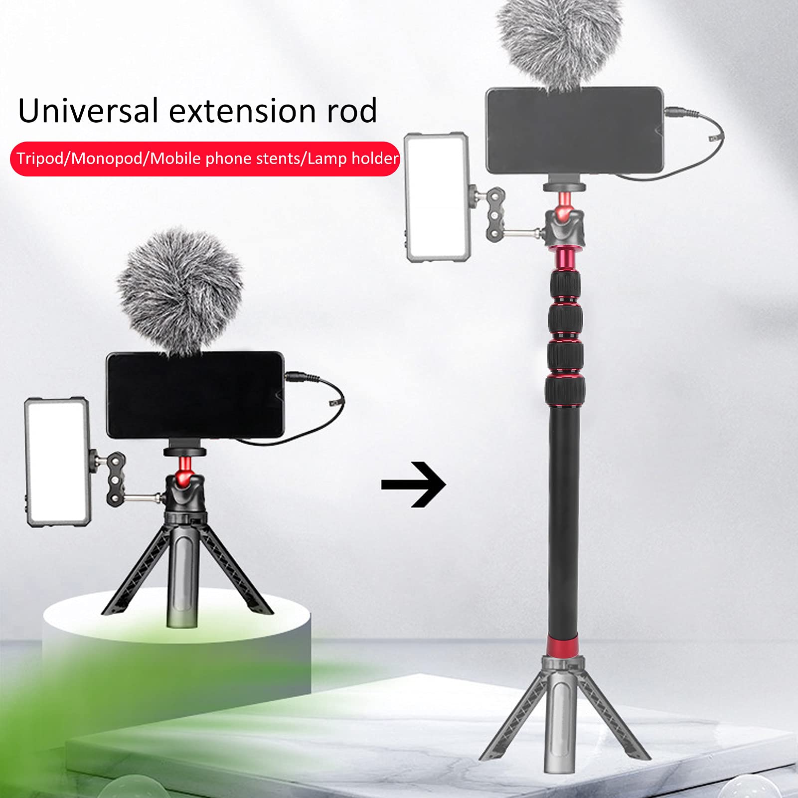 Camera Monopod, Professional 33.5 108Cm/13.2 42.5In Aluminum Alloy Monopod Universal 1/4Screw Tripod Extension Rod For Tripod Mo