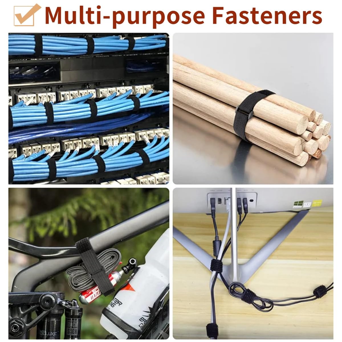 16Ft 1 Inch Wide Hook And Loop Straps With 15 Plastic Buckles, Multipurpose Strong Gripping Nylon Cable Straps, Reusable Fastene