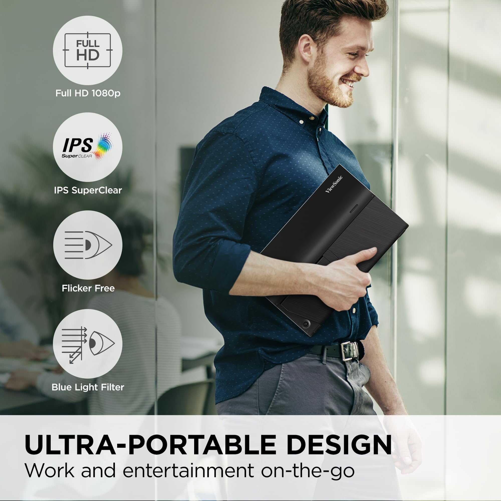 Viewsonic Va1655 156 Inch 1080P Portable Ips Monitor With Mobile Ergonomics, Usb C And Mini Hdmi For Home And Office