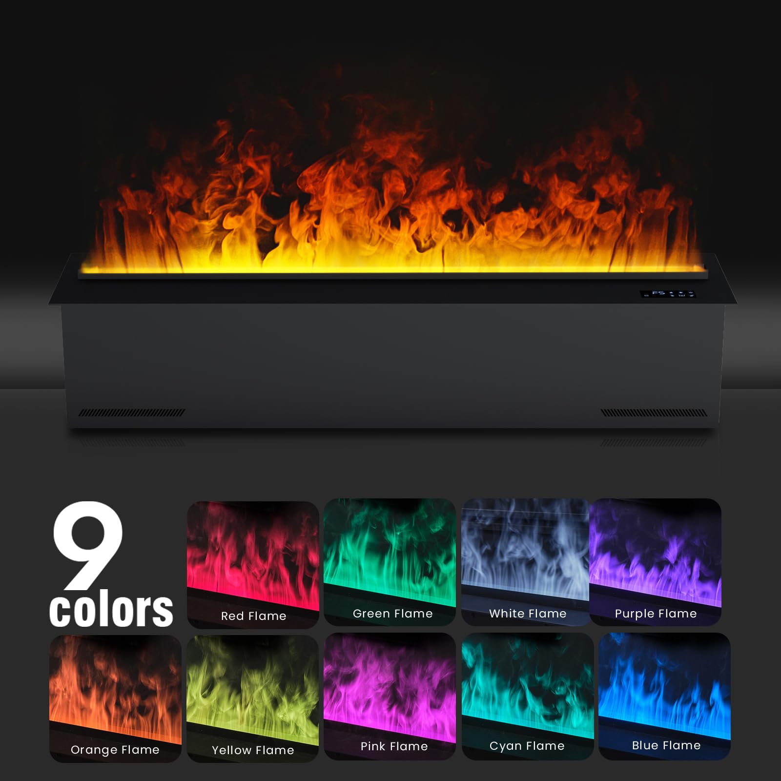 Electric Fireplace 3D Water Vapor Fireplace Recessed Multicolour Realistic Atomized Flame, With Water And Remote Control Electri