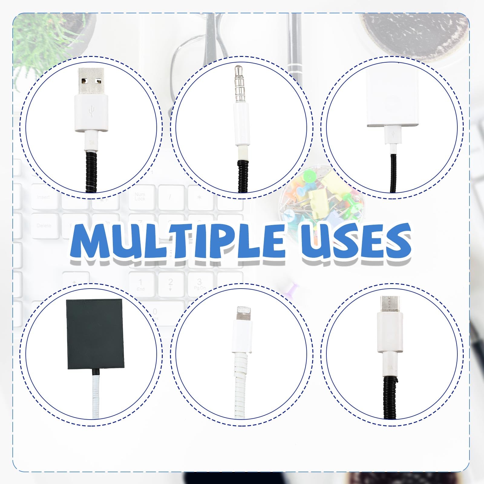 Frienda 10 Pcs Spiral Cable Protector, Chargers Cable Protector Data Cable Protective Sleeve Headphone Saver Charger Protective