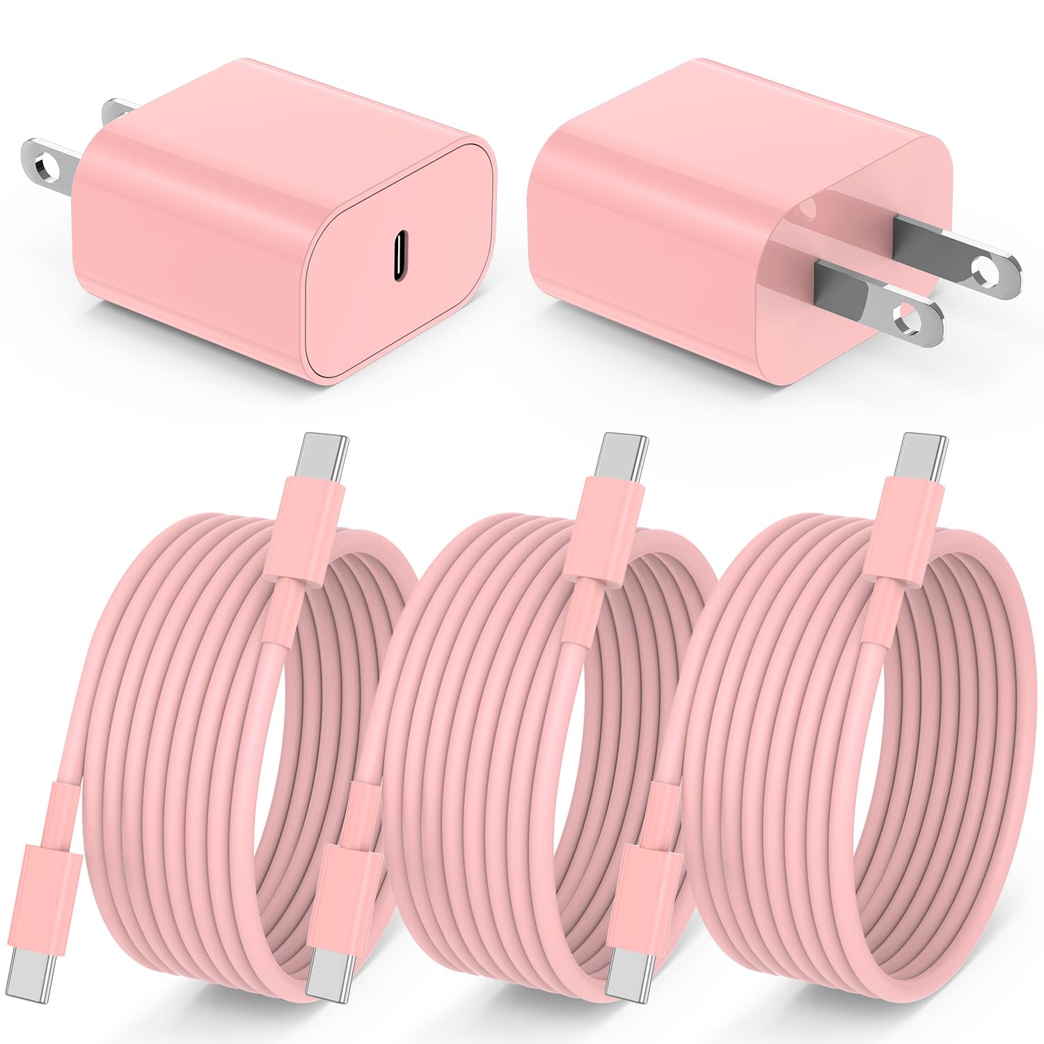 Iphone 15 Charger 10 Ft With 20W Usb C Charger Block,2 Pack 20W Fast Wall Charger For 15/15 Pro/Pro Max/Ipad Pro Airpods/Samsung And More, With 3 Pack 10Ft Usb C Cable