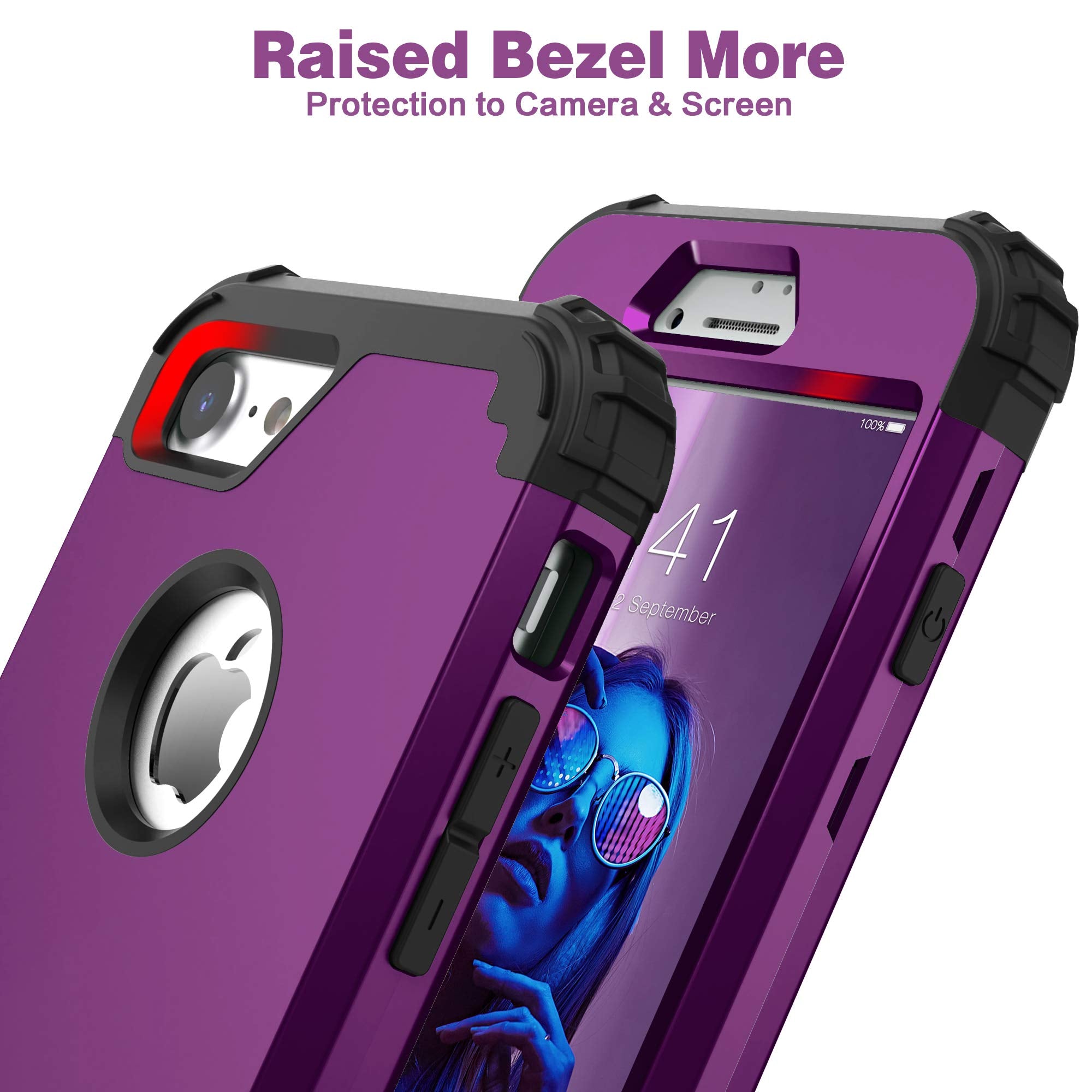 Idweel Iphone 8 Case, Iphone 7 Case With Tempered Glass Screen Protector, 3 In 1 Shock Absorption Durable Heavy Duty Duty Hard P