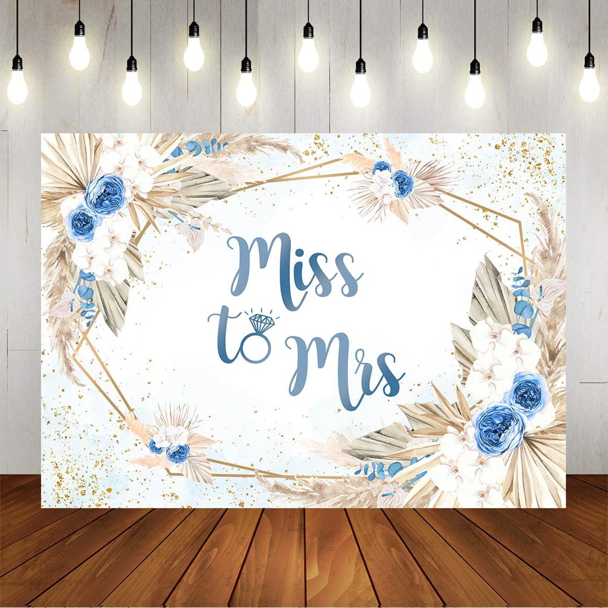 Mocsicka Miss To Mrs Bridal Shower Backdrop Boho Something Blue Bridal Shower Decorations Bride To Be Flowers Wedding Party Deco