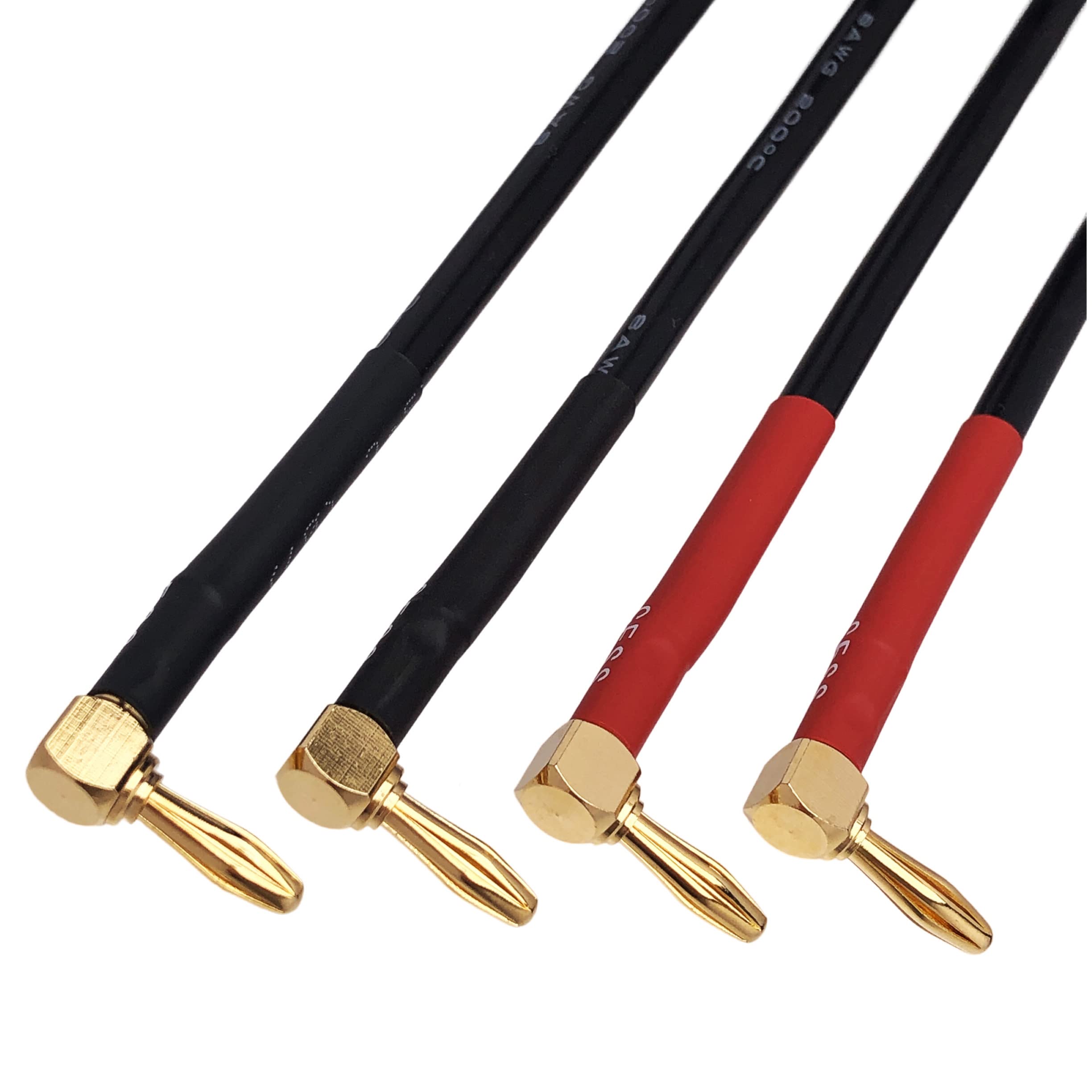 Cess 138 18I Banana Plug Cable Right Angle To Right Angle, 8 Gauge Soft Silicone Tinned Copper Wire, High Current Jumper/Connect
