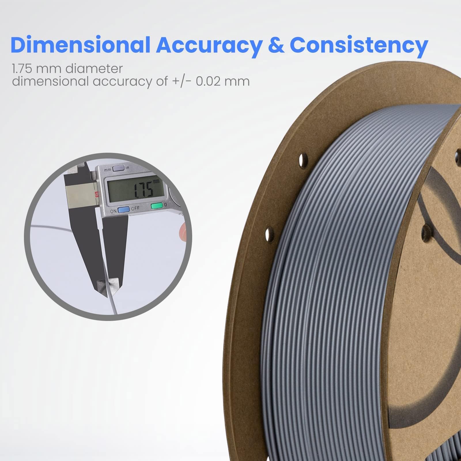 Elegoo Pla Filament 1.75Mm Black 2Kg, 3D Printer Filament Dimensional Accuracy +/  0.02Mm, 2 Pack 1Kg Cardboard Spool(2.2Lbs) 3D