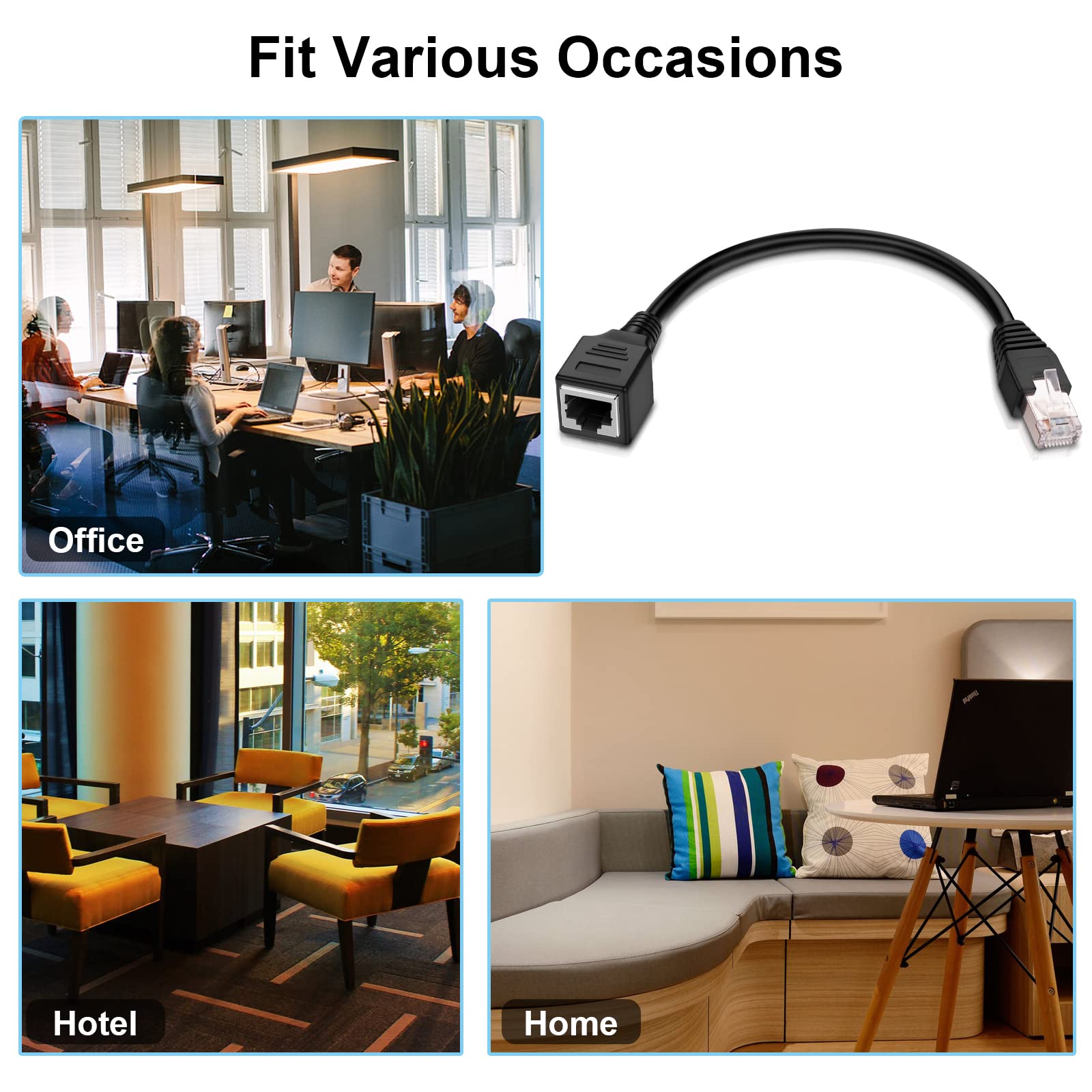 Igreely Ethernet Extension Cable 2Pack Ethernet Lan Male To Female Network Cable Rj45 Cat6 Extension Patch Cable Extender Cord 1