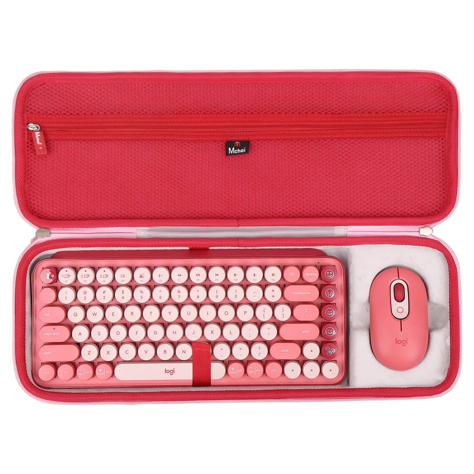 Mchoi Shockproof Carrying Case For Logitech Pop Keys Mechanical Wireless Keyboard With Customizable Emoji Keys, Pink, Case Only