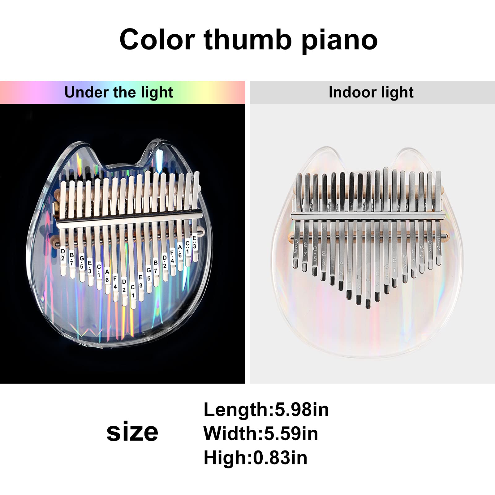 Beveetio Clear Kalimba Thumb Piano With Eva Protective Case, Transparent Crystal Kalimba 17 Key, Musical Instrument Gifts For Ki