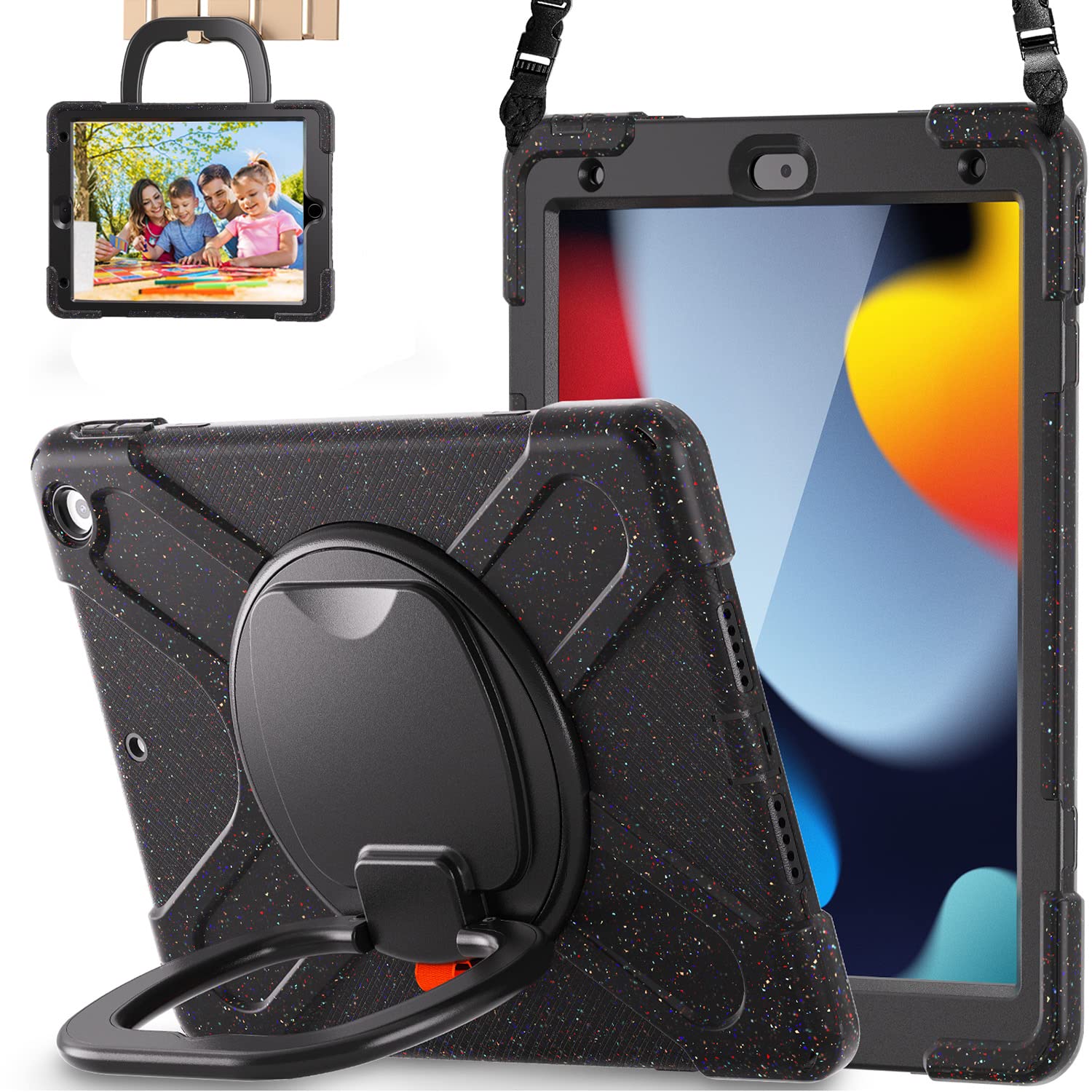 Lx Suncx For Ipad 10.2 Case 9Th Generation 2021 / 8Th Gen 2020 /7Th 2019,Shockproof Kids Case With Screen Protector,Rotating Sta