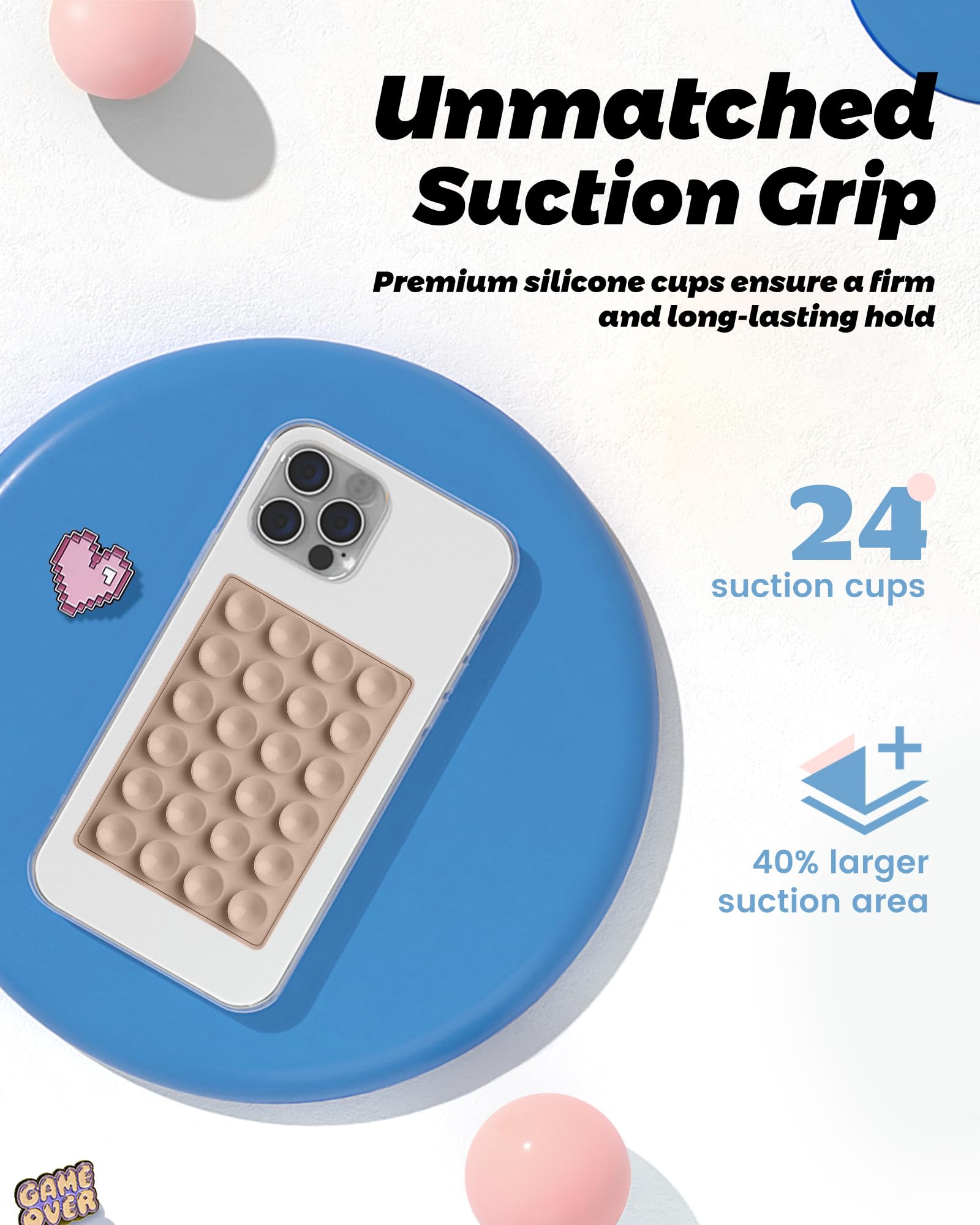 Amband Magnetic Suction Phone Mount Trendy Stocking Stuffers For Men Women Dad Mom Adults, Removable Brown Octo Cup Buddy Sticky