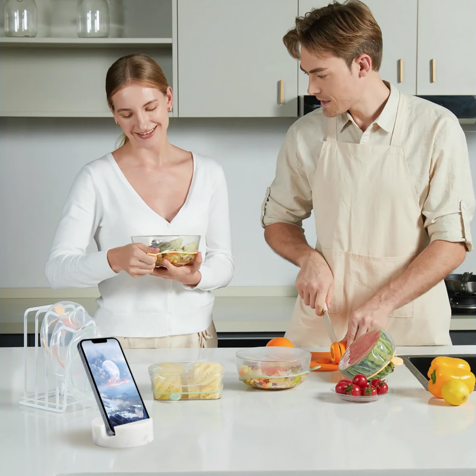 Phinilux Marble Phone Stand For Desk, Cell Phone Holder For Kitchen Countertops, Office Iphone Stand, Cute Boho Modern Accessori