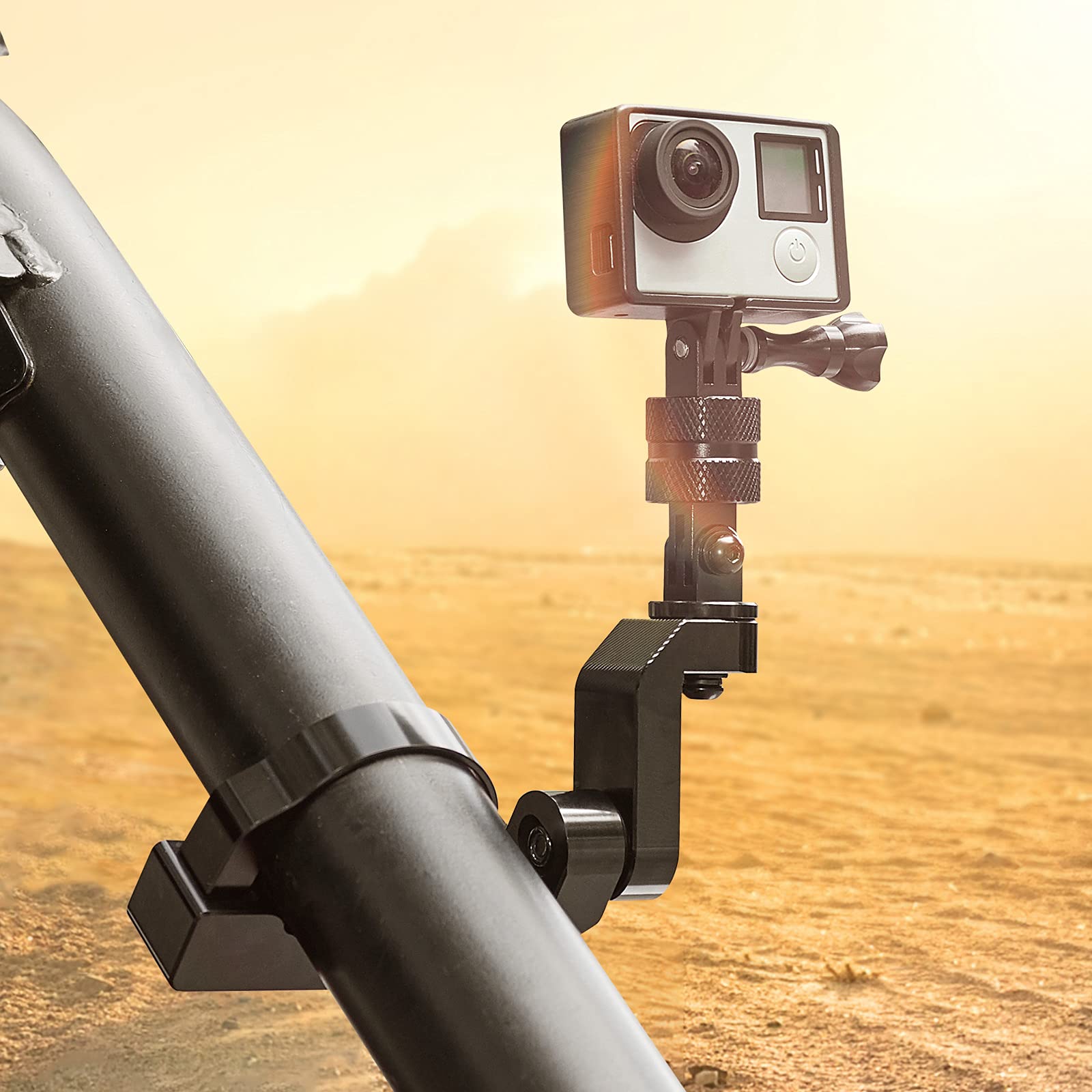 Kemimoto Multi Adjustable Utv Atv Camera Mount Compatible With Gopro Rzr Roll Bar Mount 1.65'' 2'' Aluminum Roll Cage Holder 360